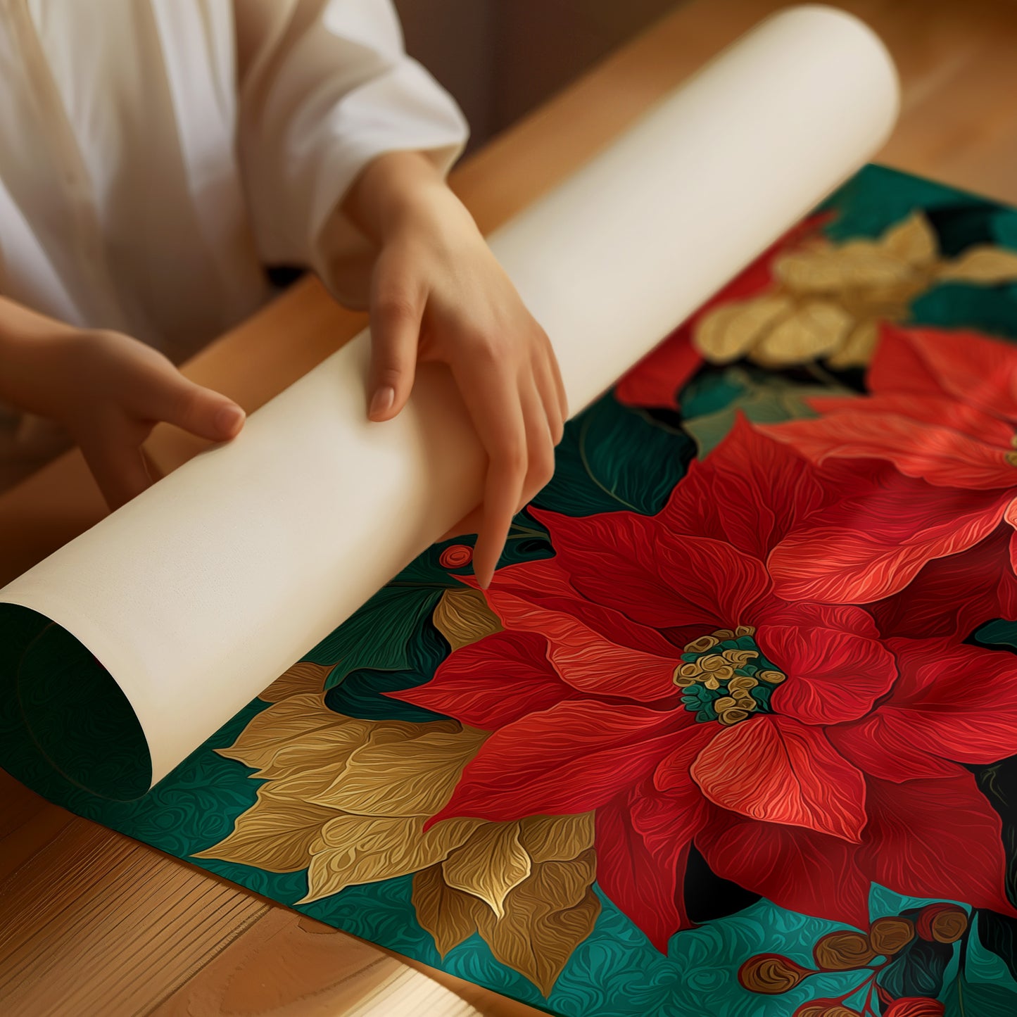 Poinsettias in Gold