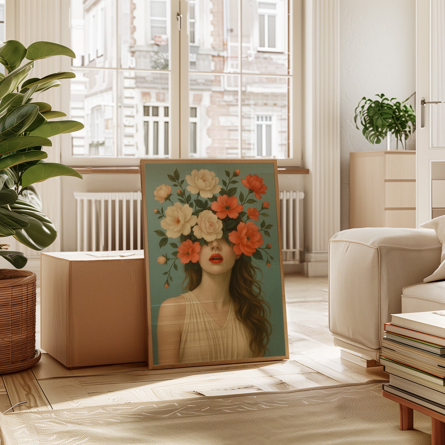 Flourish in Coral and Cream