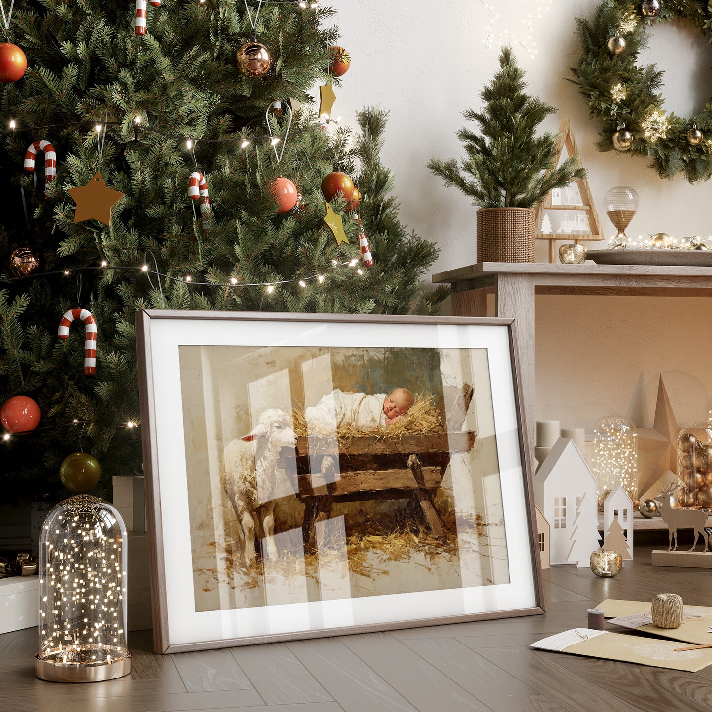 Gentle Lamb Keeps Christmas Watch