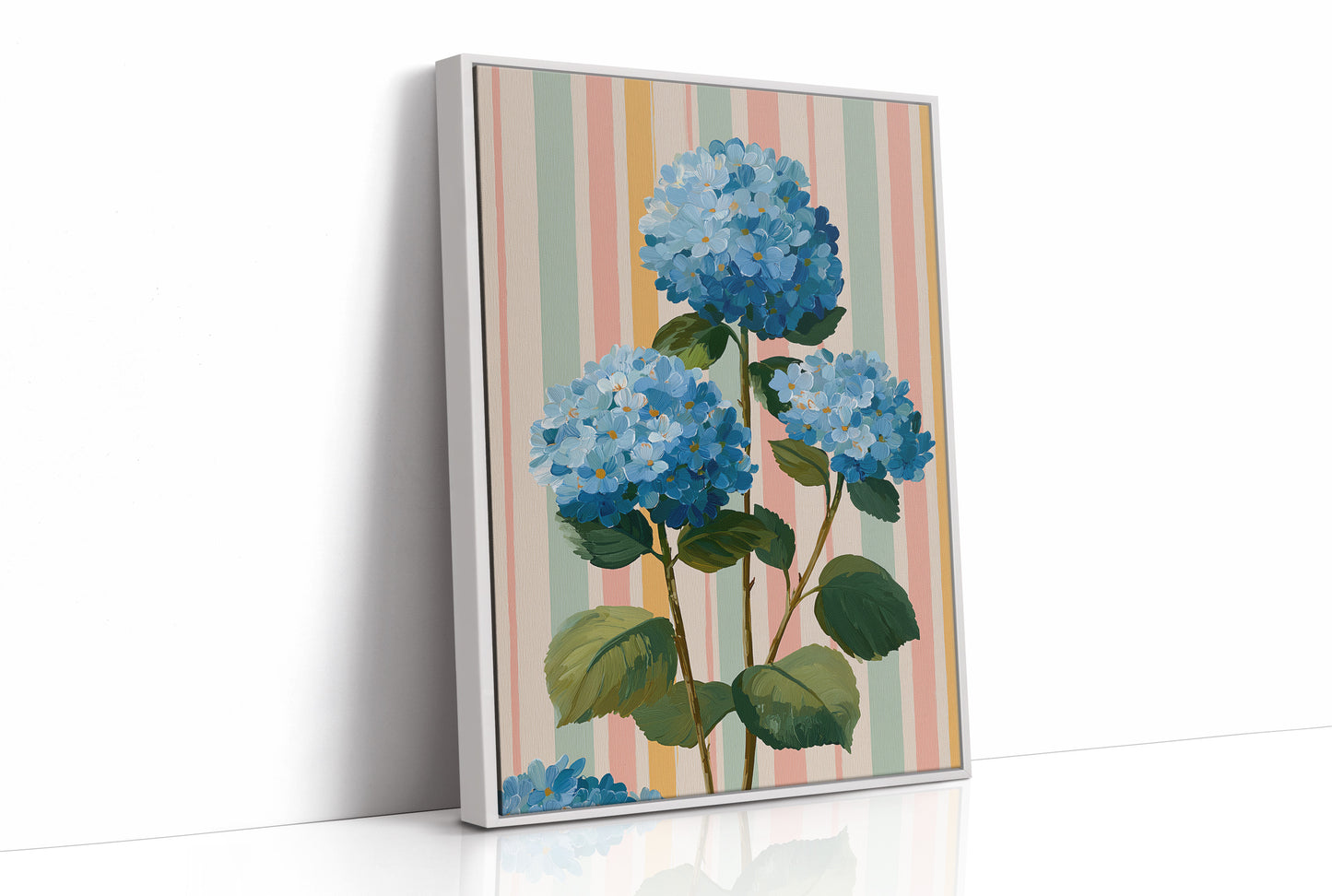 Blue Hydrangeas on a Happy Wall