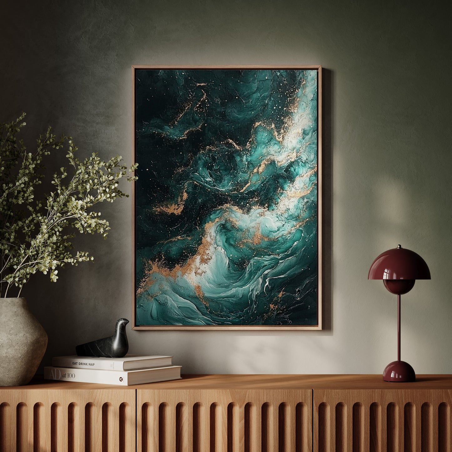 Celestial Drift in Emerald and Gold
