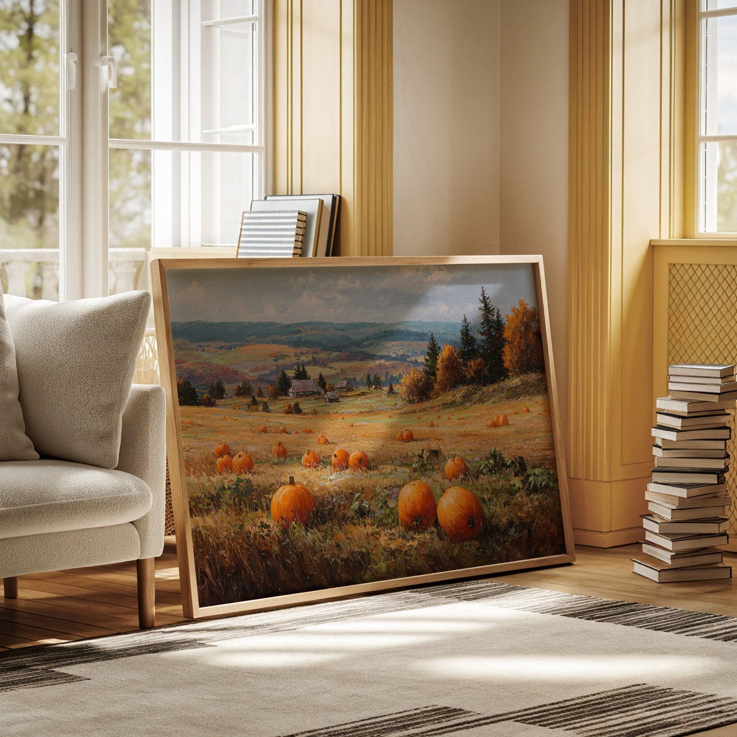 Pumpkins Rest In Rolling Hills