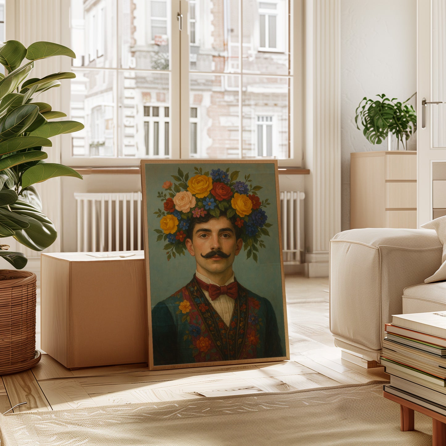 Floral Nobleman in Crimson Bowtie