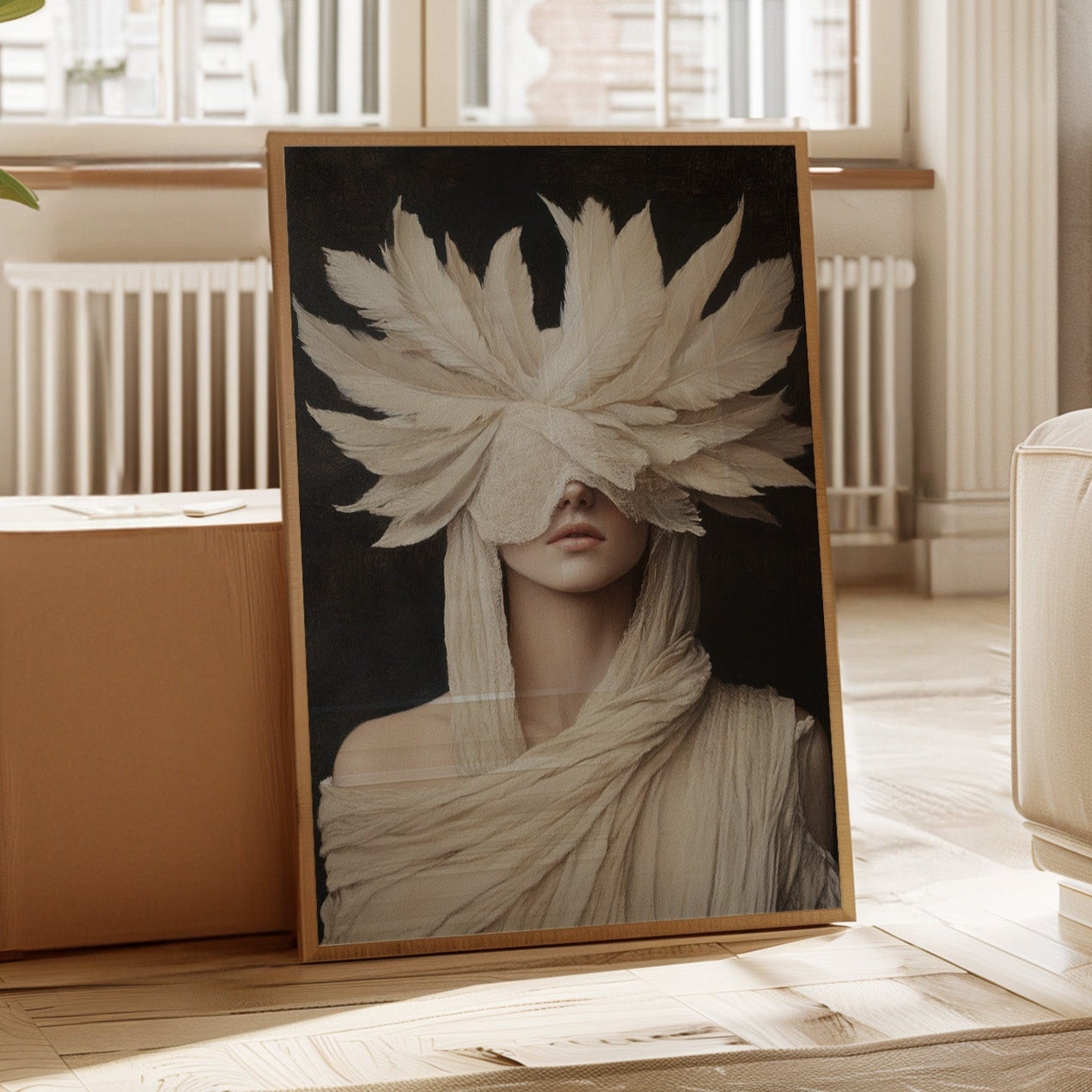 Silent Priestess in Ivory Plumes