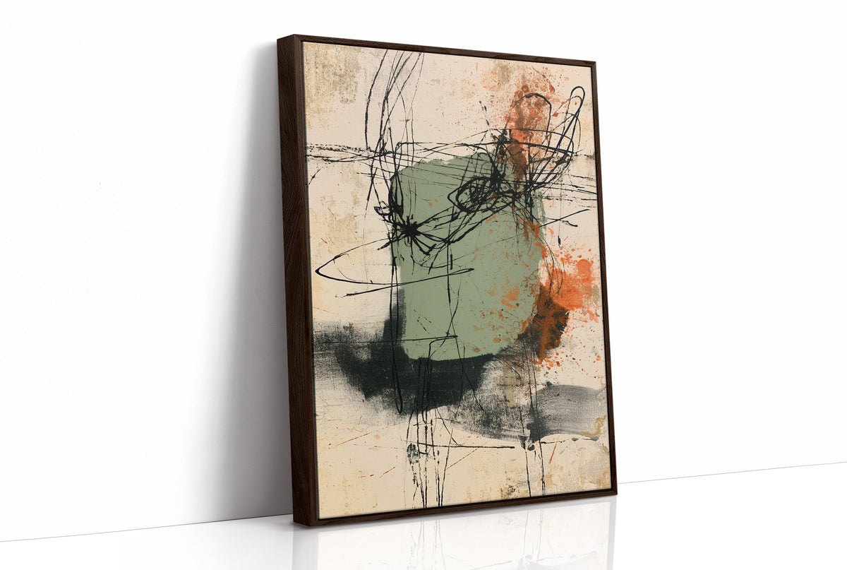 Sage Rust Gestural Scribble Art