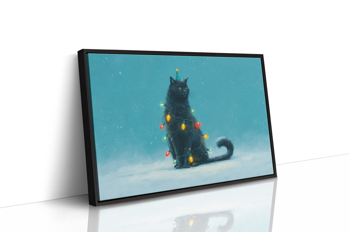 Festive Feline Adorned in Holiday Glow