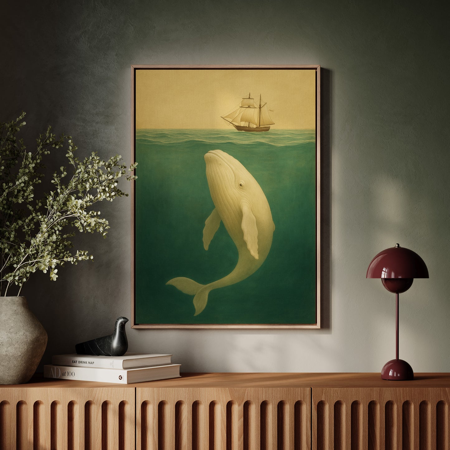 Whale Beneath the Golden Horizon