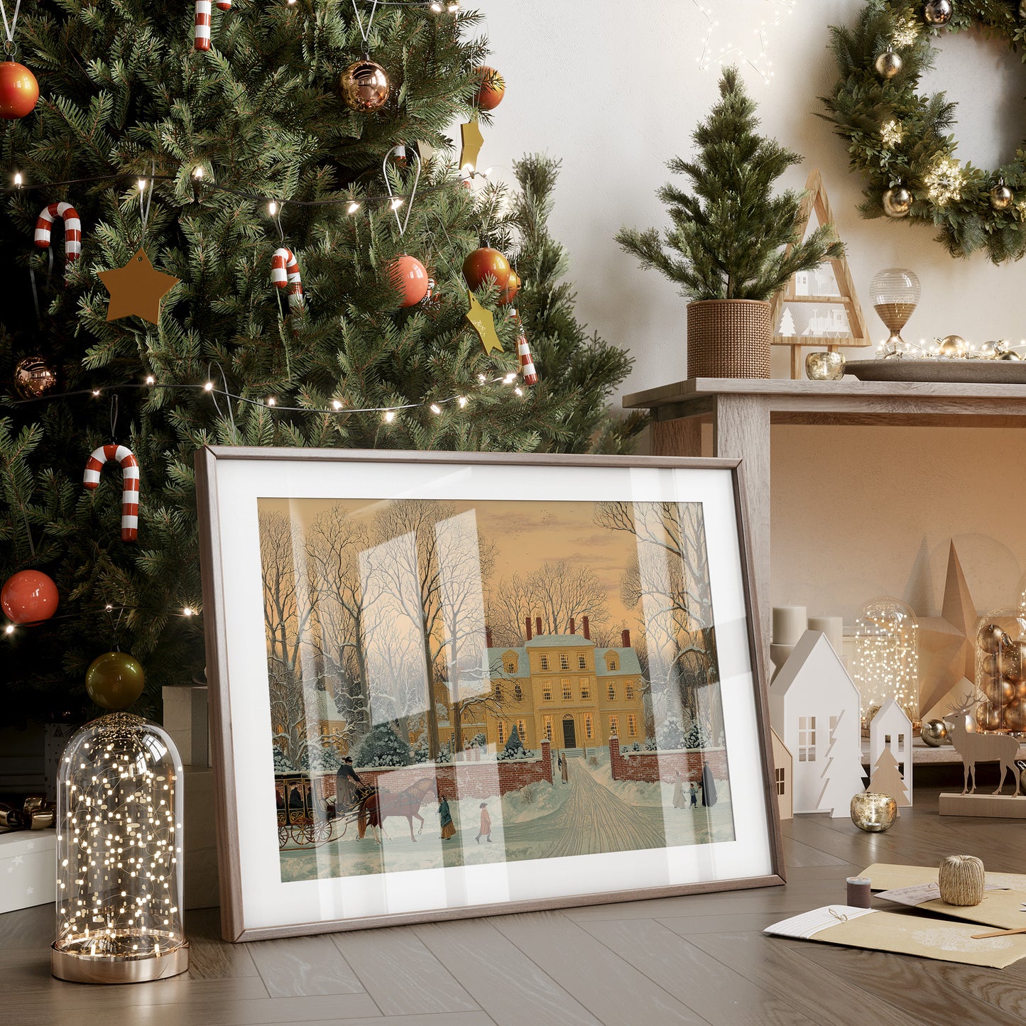 Yellow Manor Awaits Winter Evening