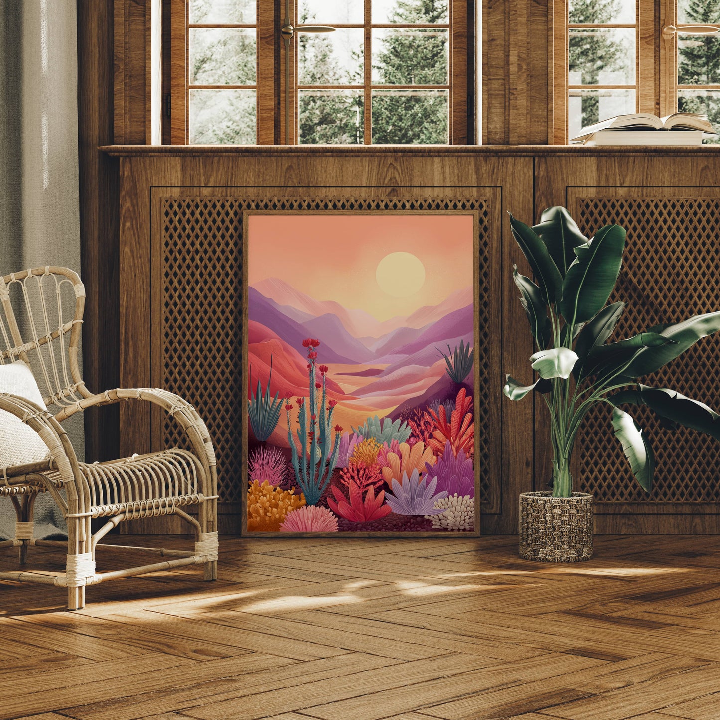 Sunset Paints Desert Flowers Wild