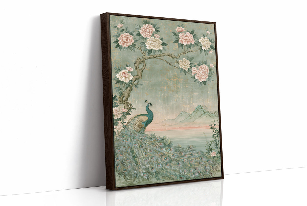 Peacock Peony Chinoiserie Mural