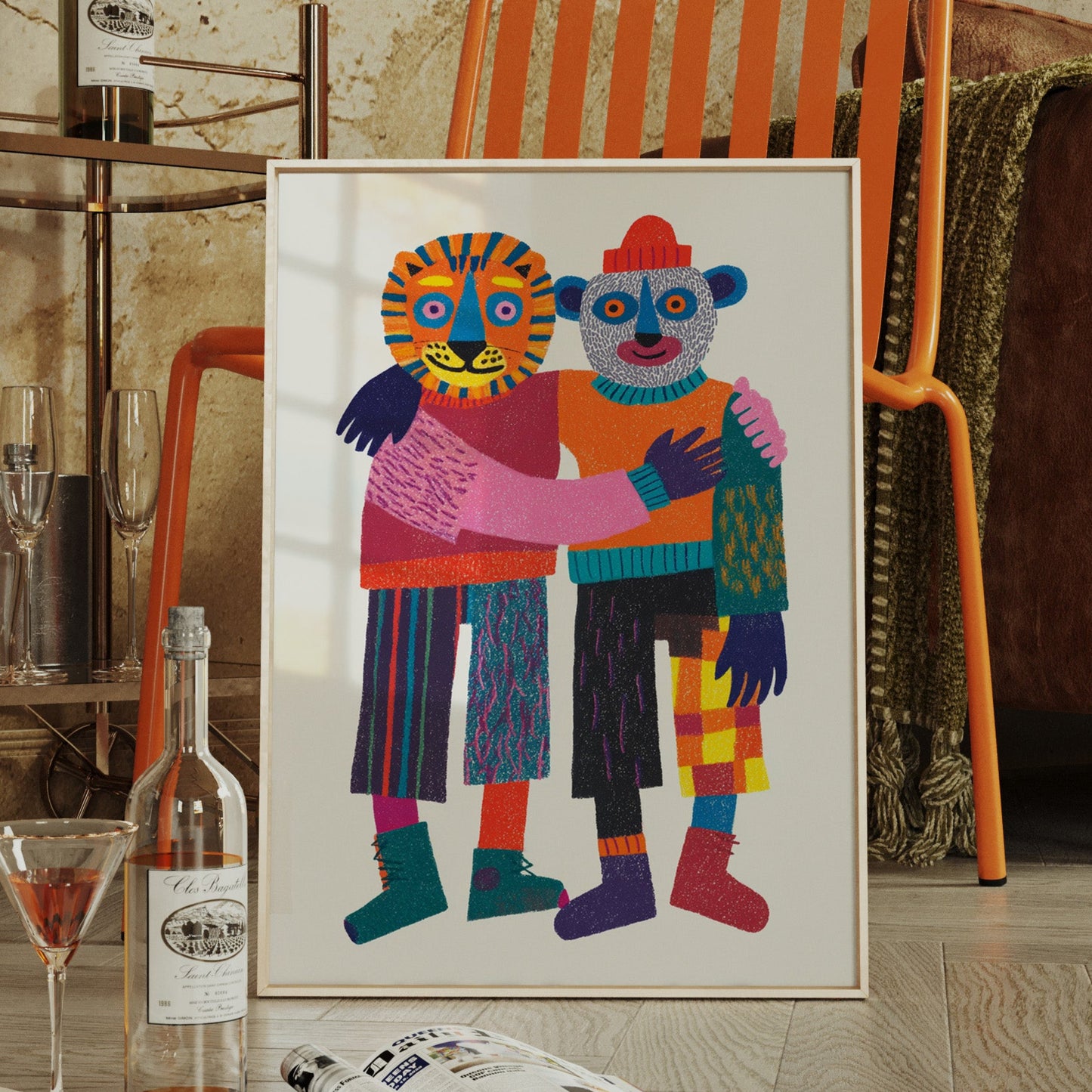 Embrace of Colorful Companionship