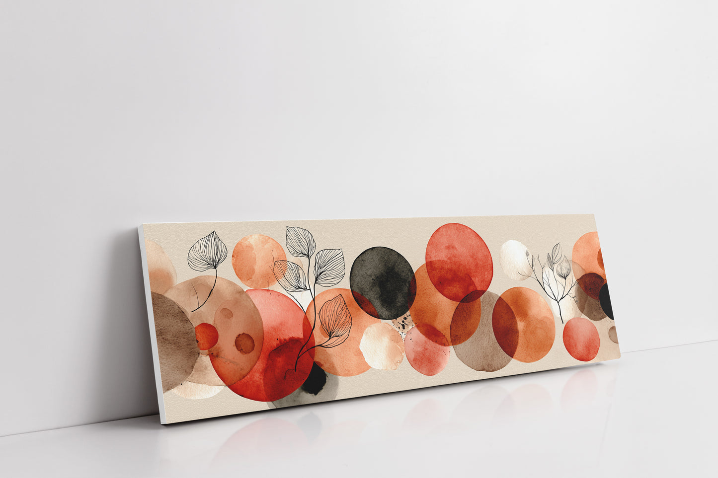 Terracotta Circles and Botanical Line Art