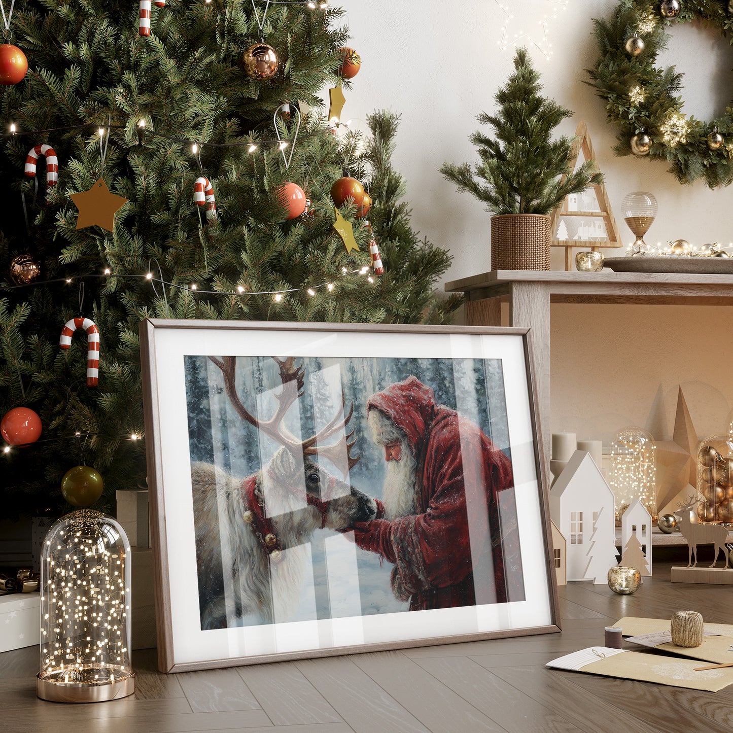 Reindeer Meets Winter's Gentle Friend