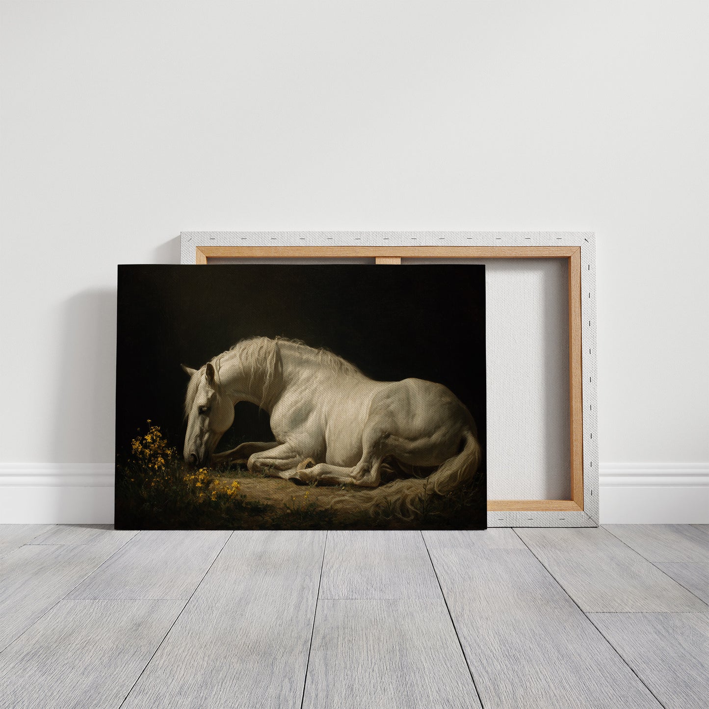 White Steed Among Wildflowers