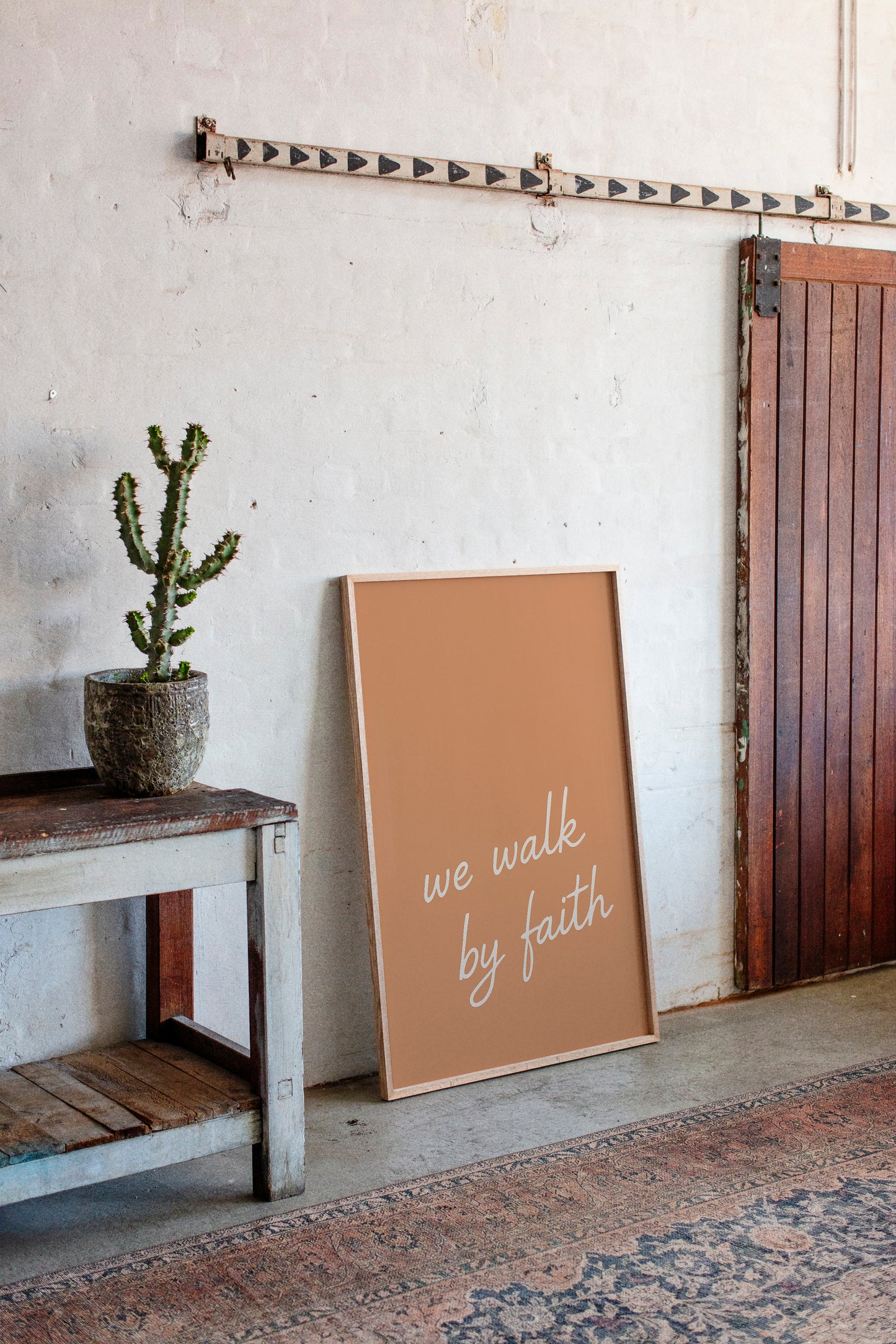 We Walk by Faith Terracotta Print