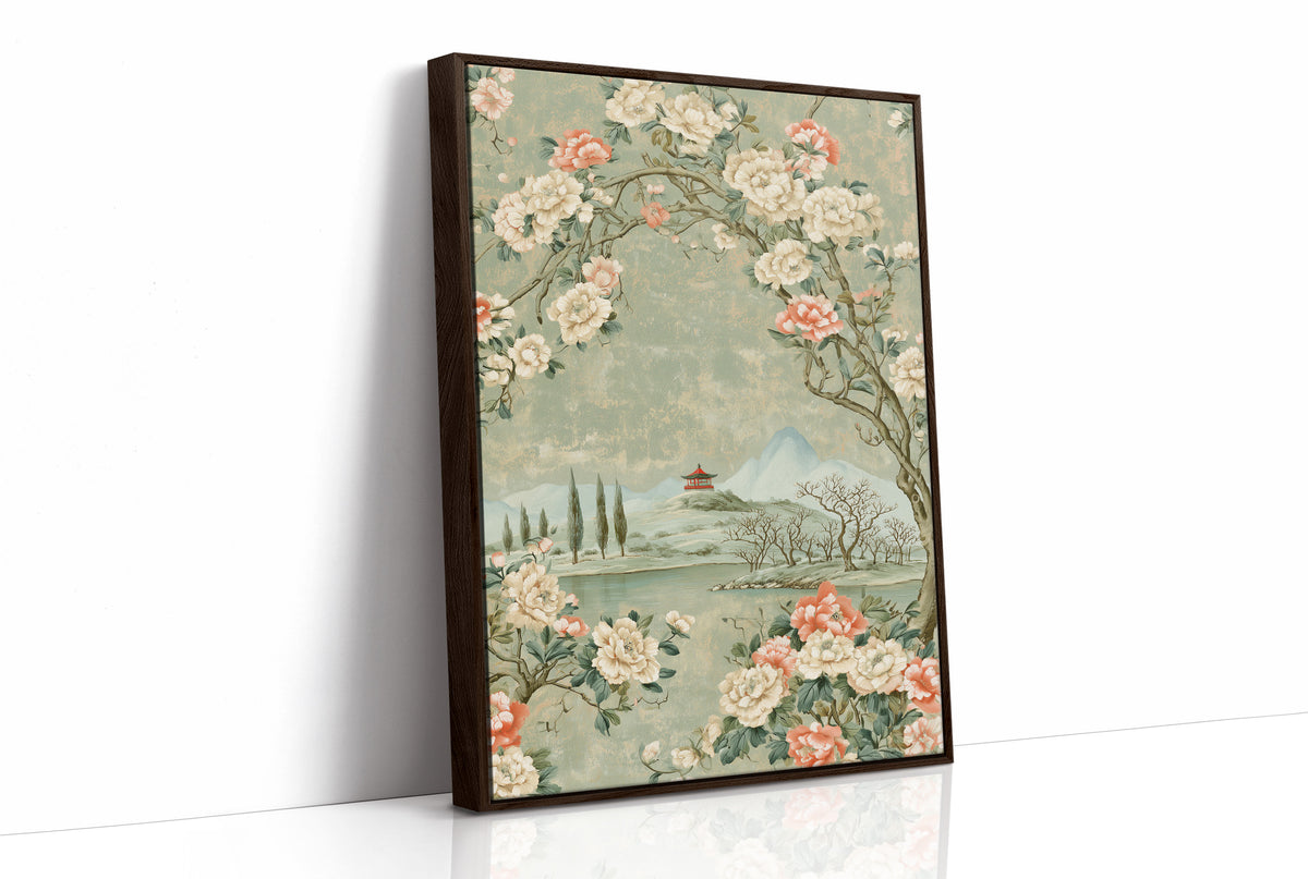 Red Pagoda Hillside Chinoiserie
