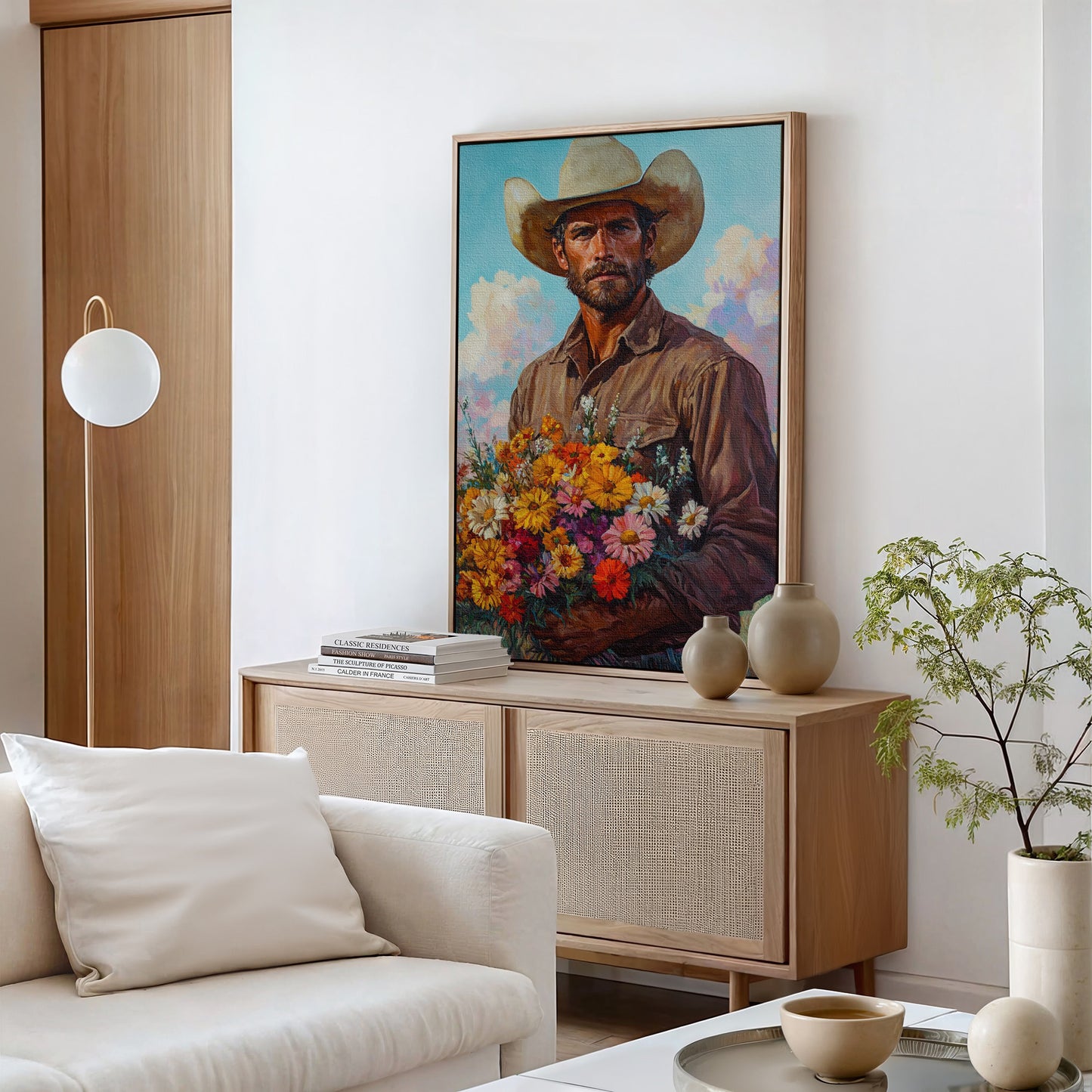 Cowboy with Flowers – Romantic Western Wall Art