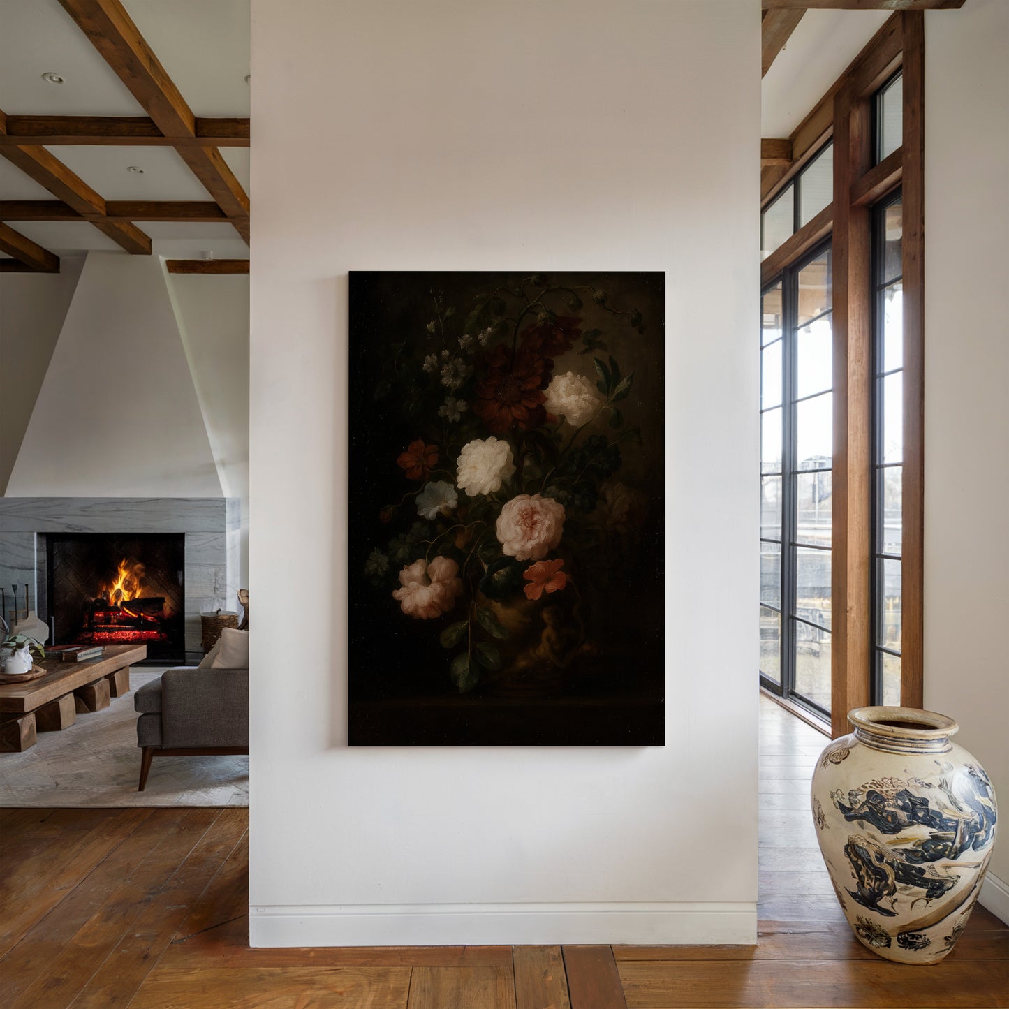 Baroque Vase of Blushing Petals