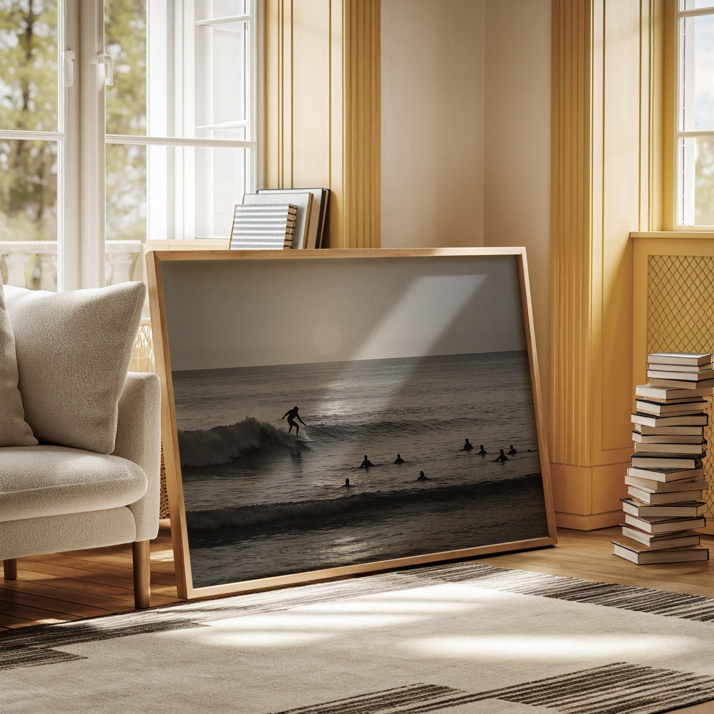 Sunset Lineup in Black and White