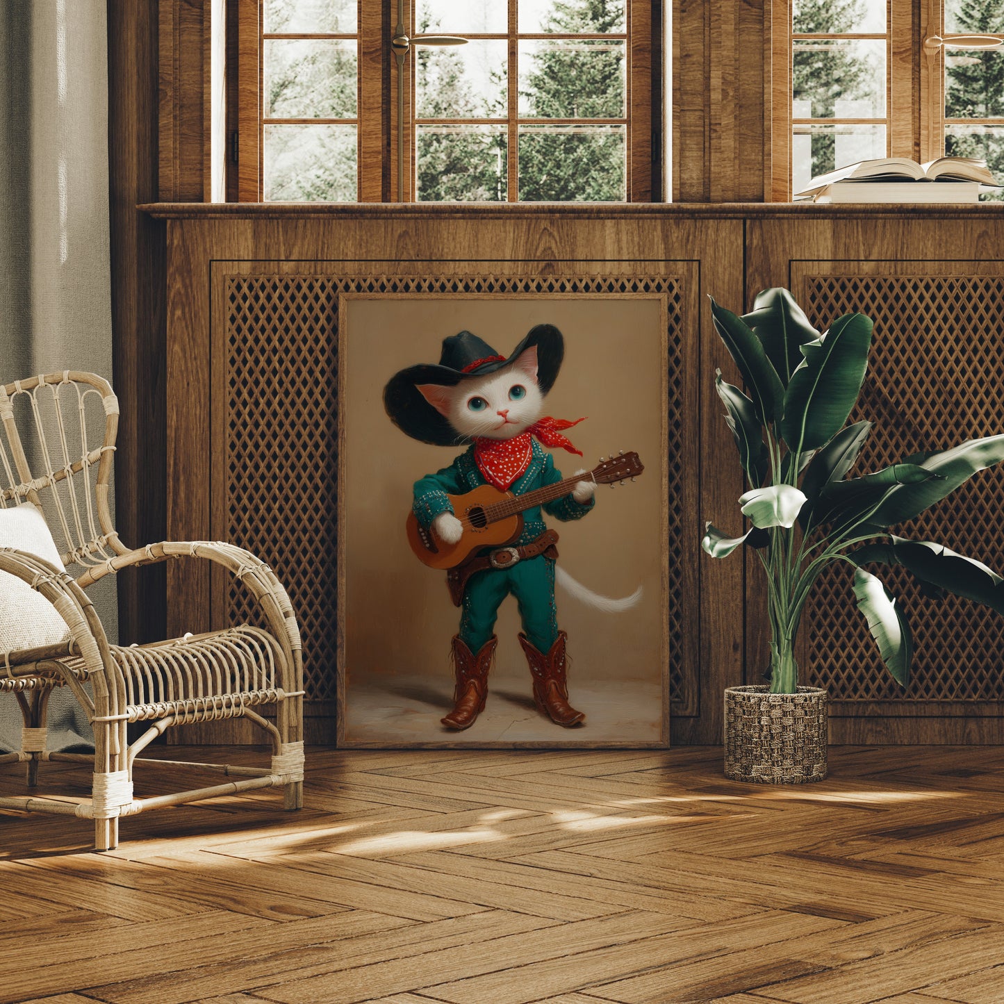 Feline Strums Western Lullaby Tonight