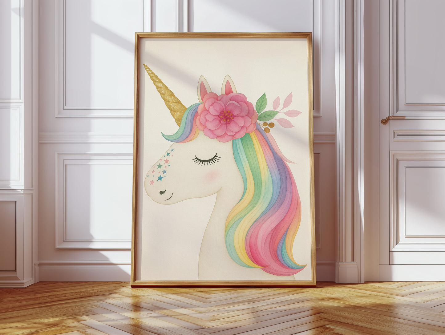 Starlit Unicorn with Rainbow Mane