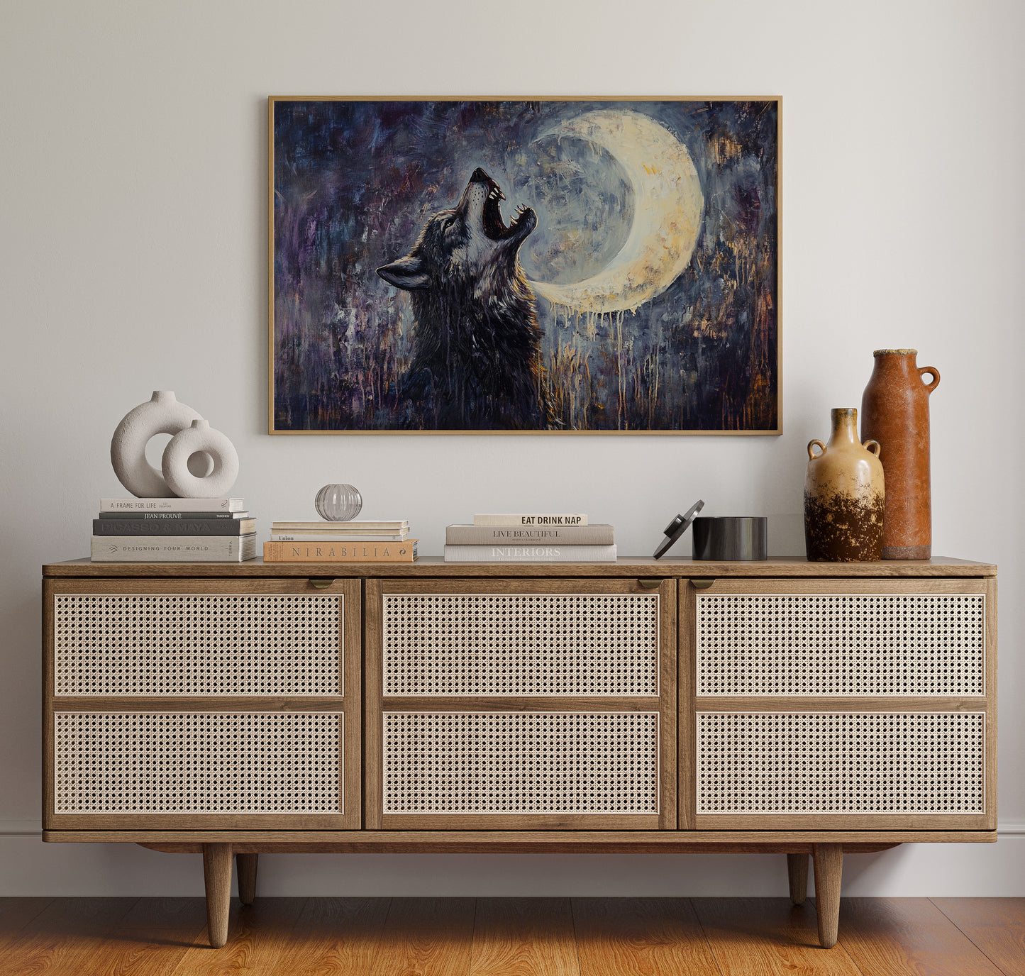 Lone Wolf Howl Under the Moon