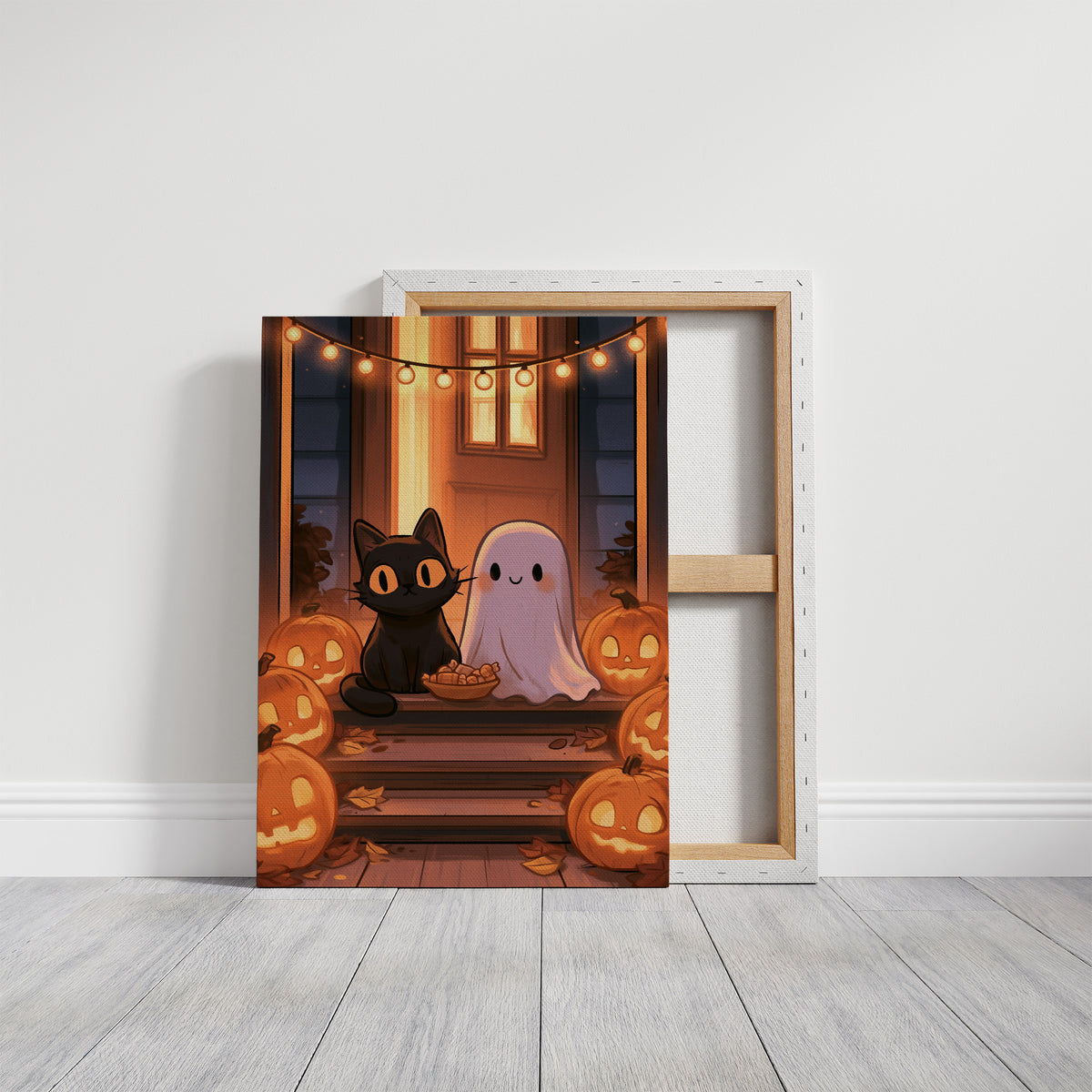 Trick-or-Treat Buddies on the Porch Step