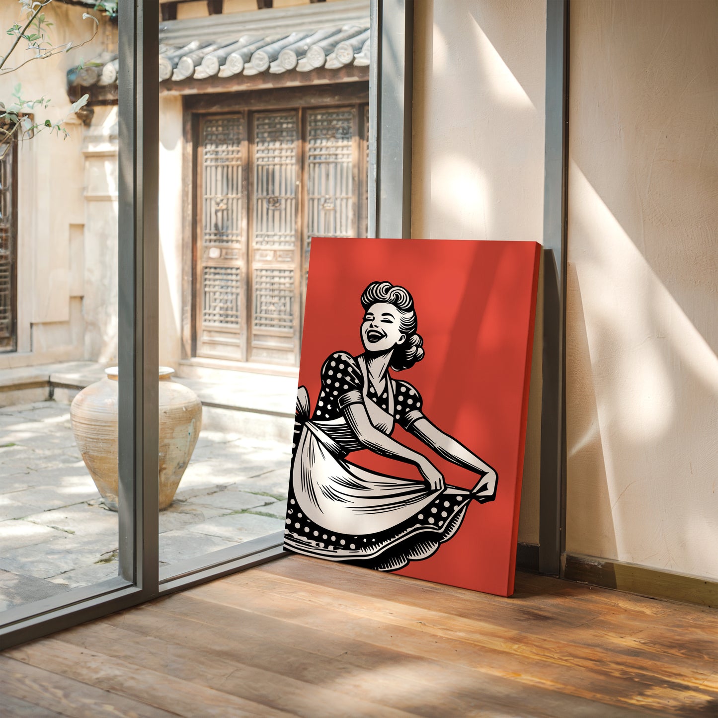 Polka Dots Dance Through Ruby Skies