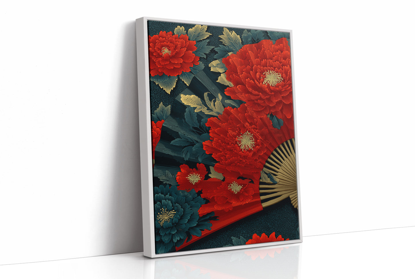Peonies on a Painted Fan