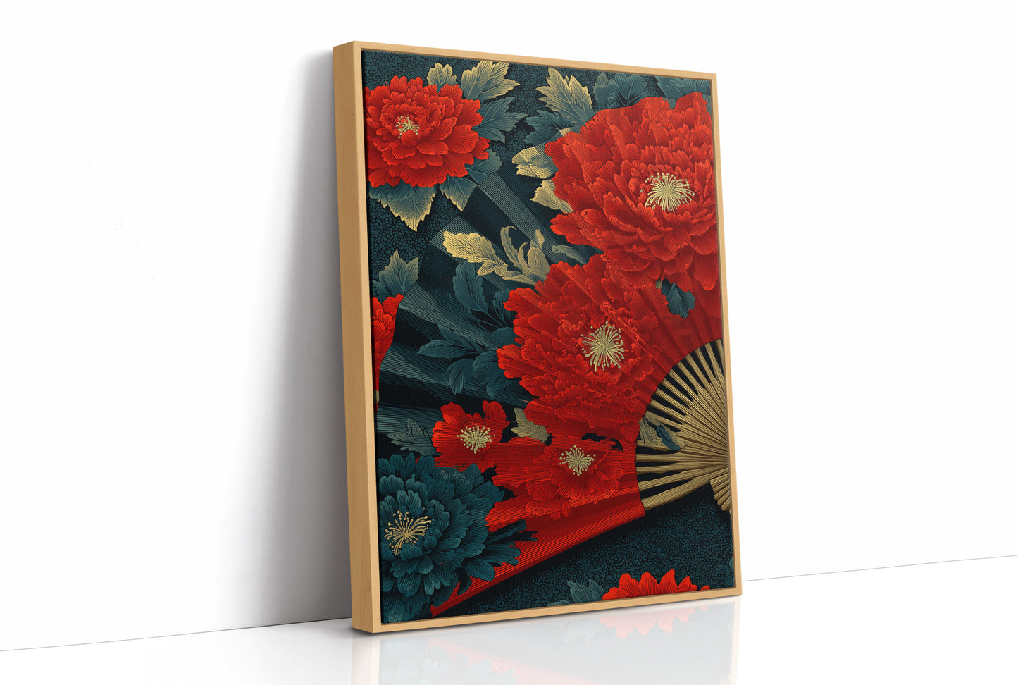 Peonies on a Painted Fan