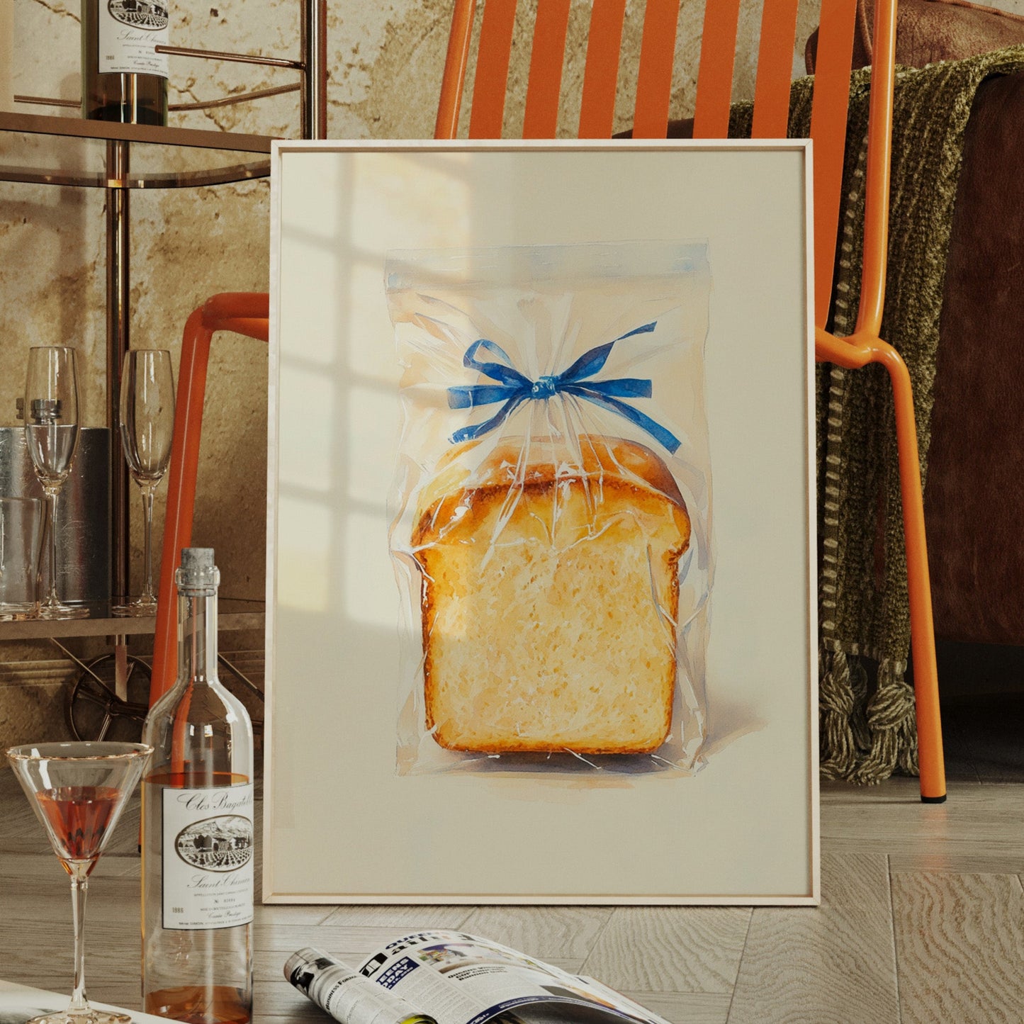 Fresh Bread Wrapped In Blue