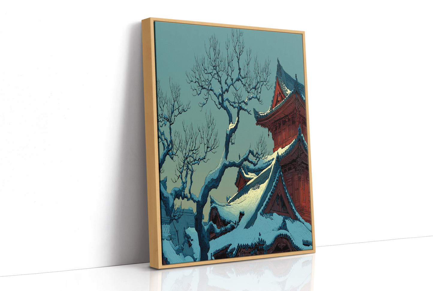 Snow Settles on the Temple Roofs