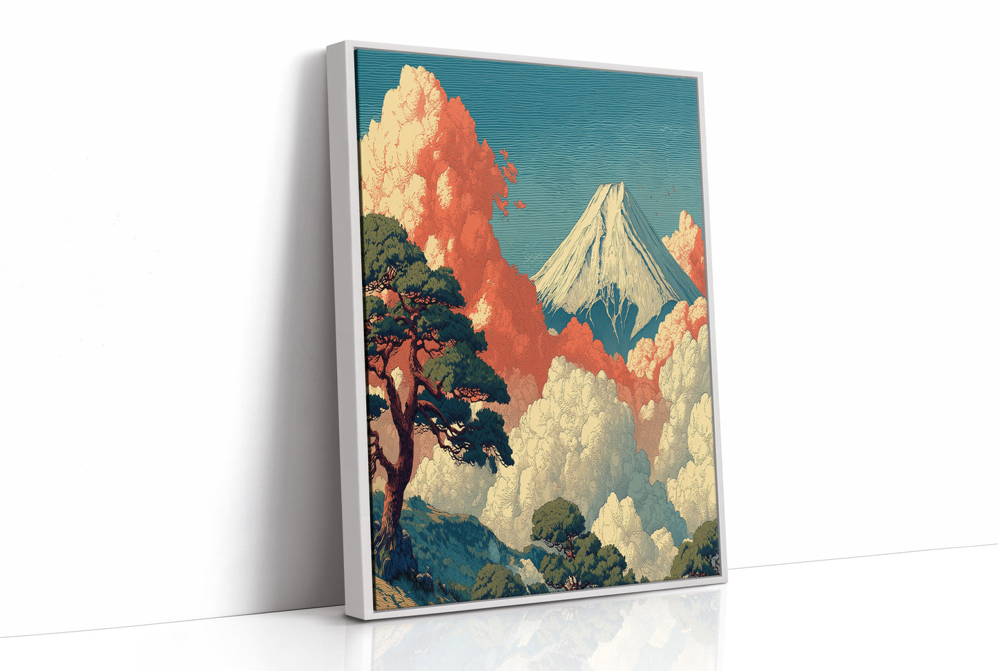 Fuji Above the Coral Clouds