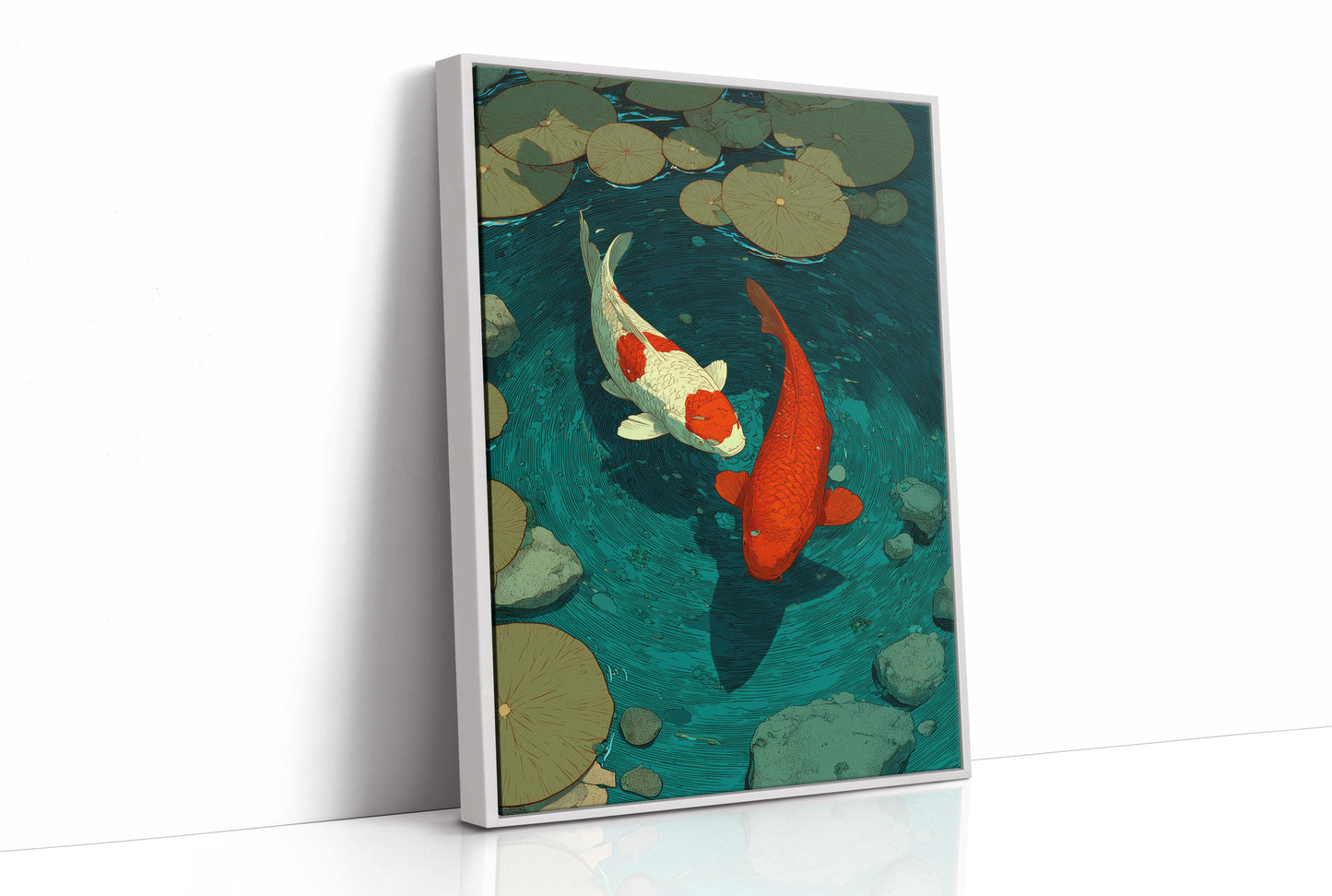 Koi Circling the Lily Pads