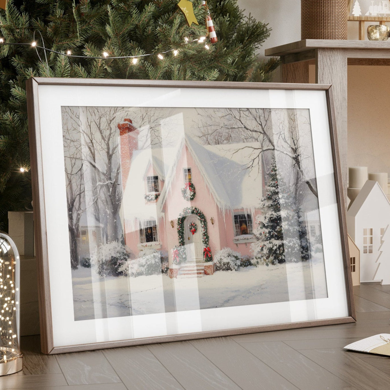 Pink Cottage Wears Winter's Crown