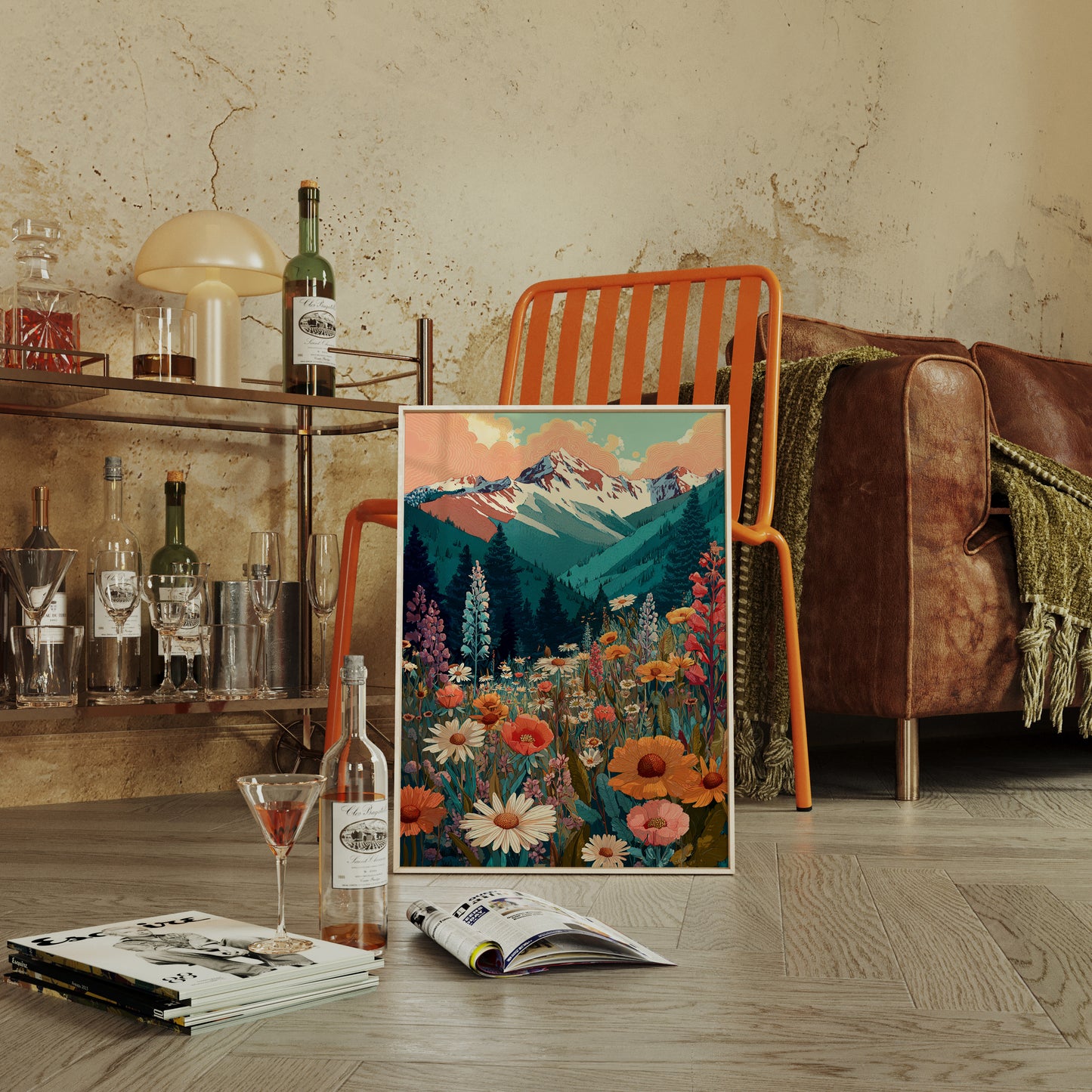 Floral Tapestry Beneath Mountain Peaks