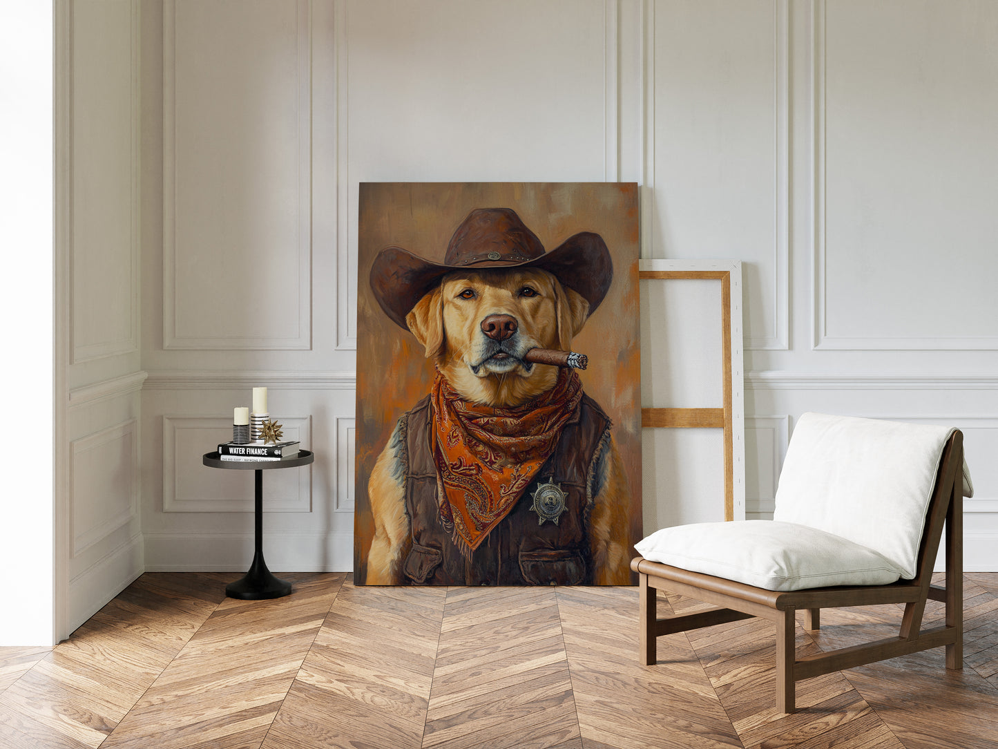 Golden Retriever Sheriff with Western Swagger