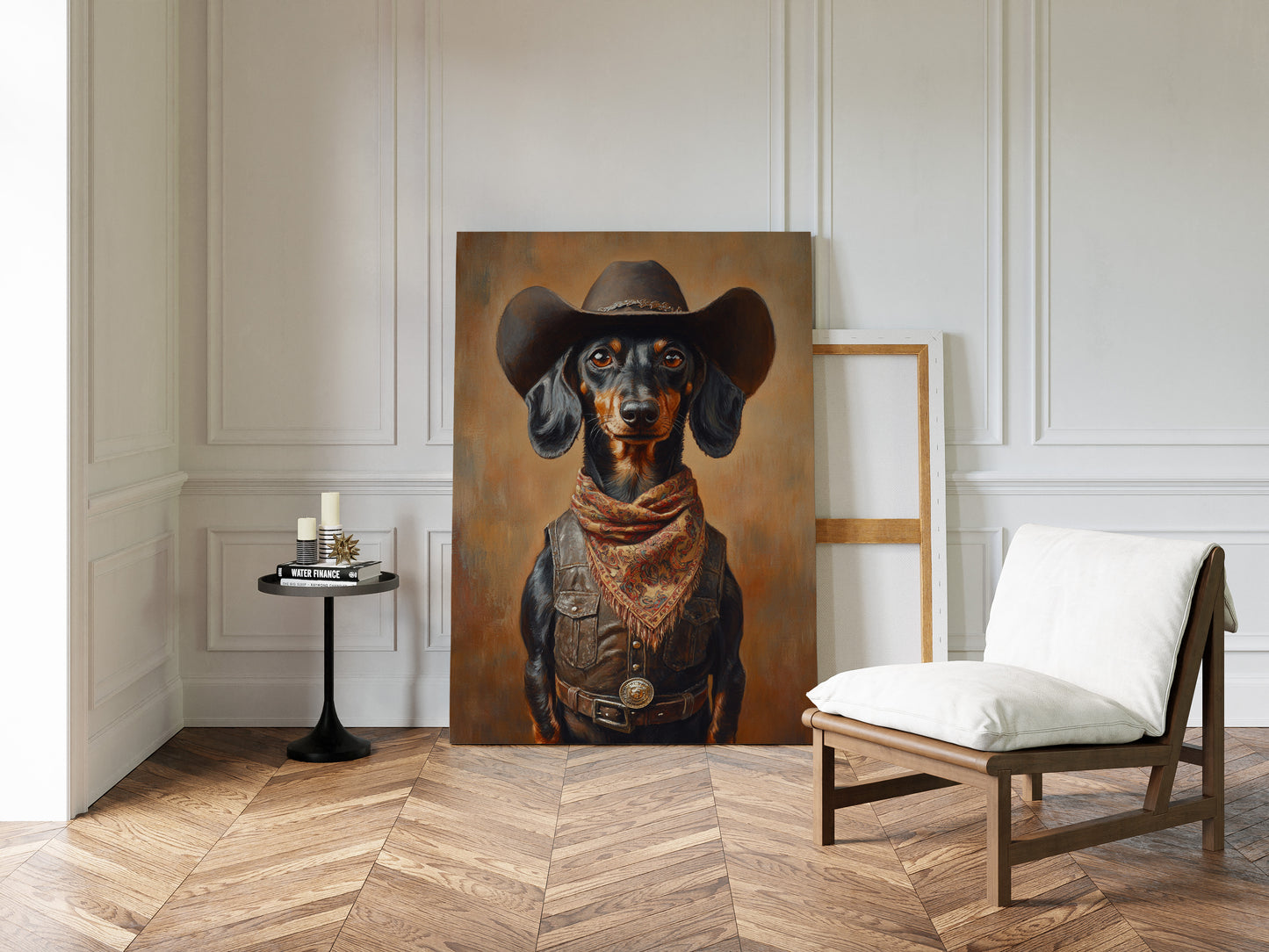 Cowboy Dachshund in Leather and Lace