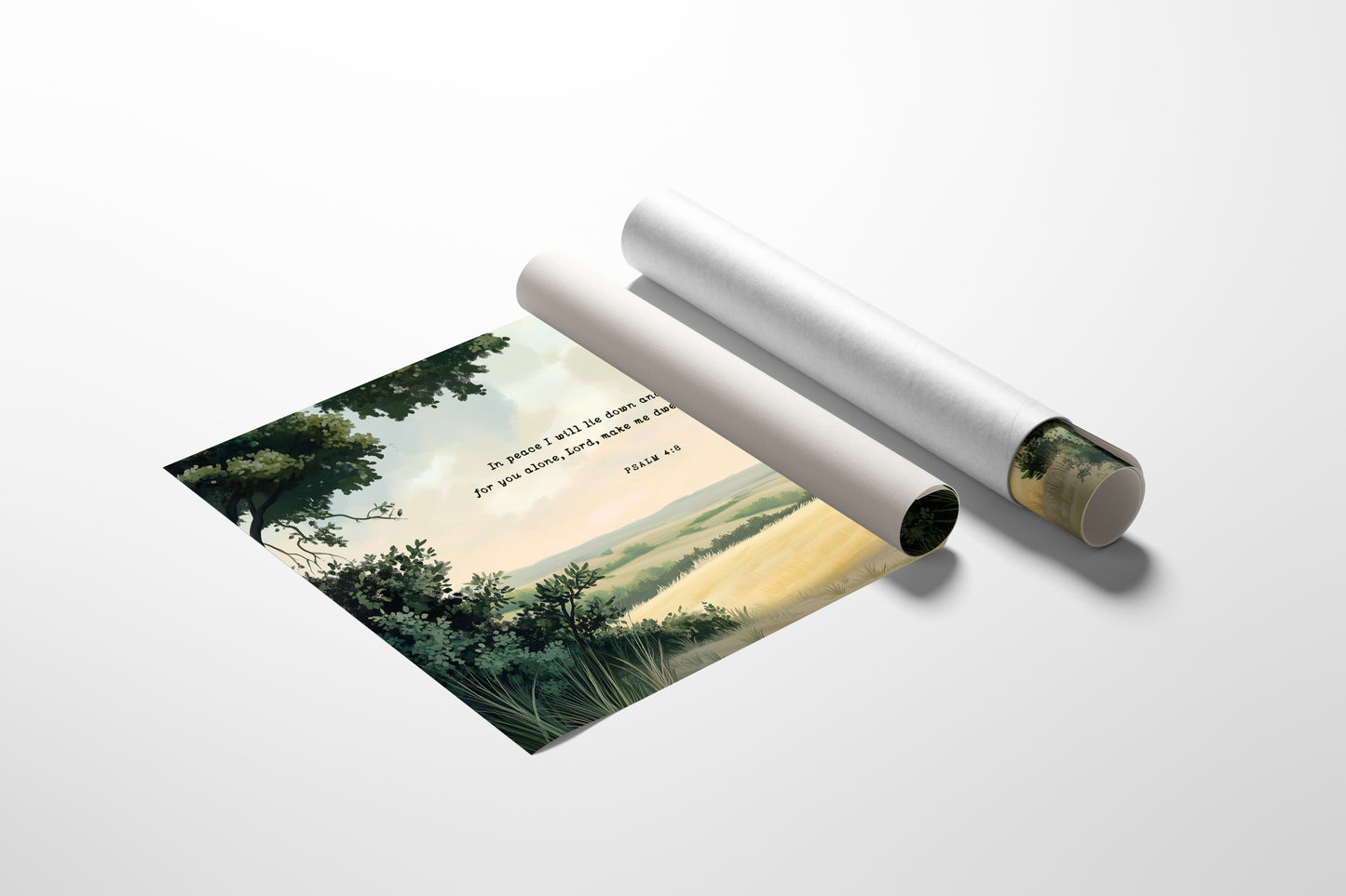 Peaceful Meadow with Psalm 4:8 Scripture