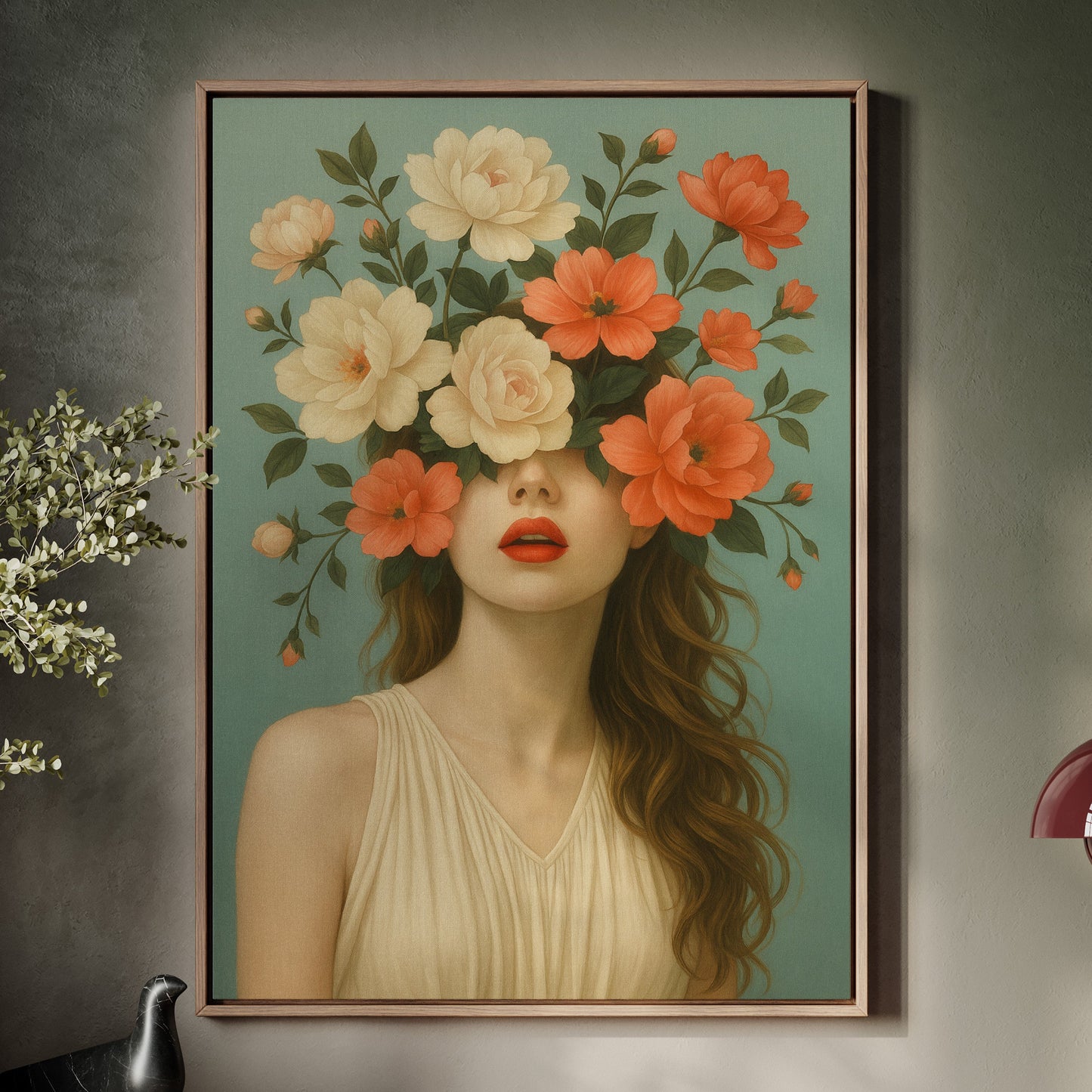 Flourish in Coral and Cream