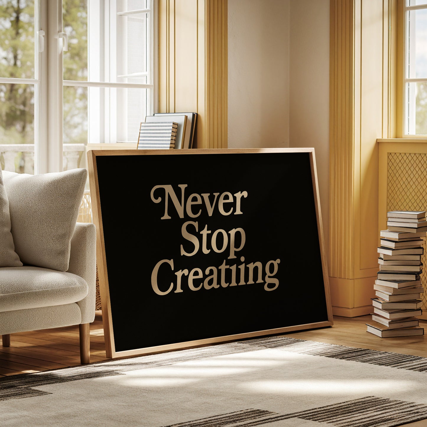 Never Stop Creating Retro Quote Print