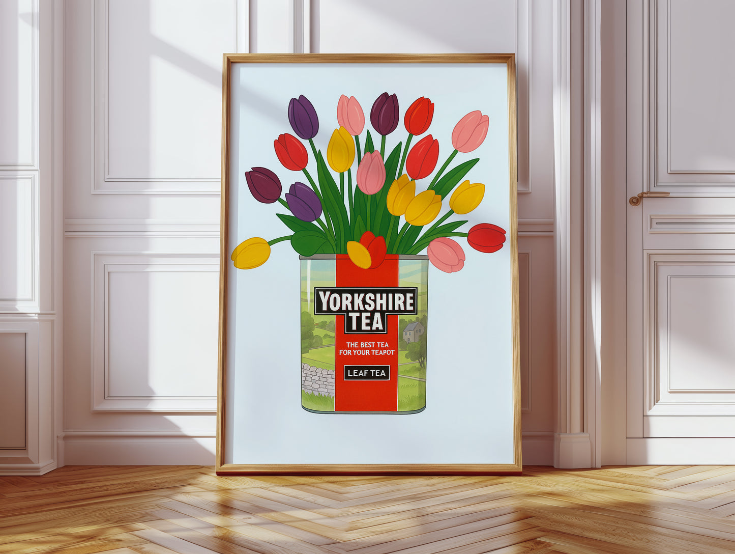 Tulips in a Yorkshire Tea Tin