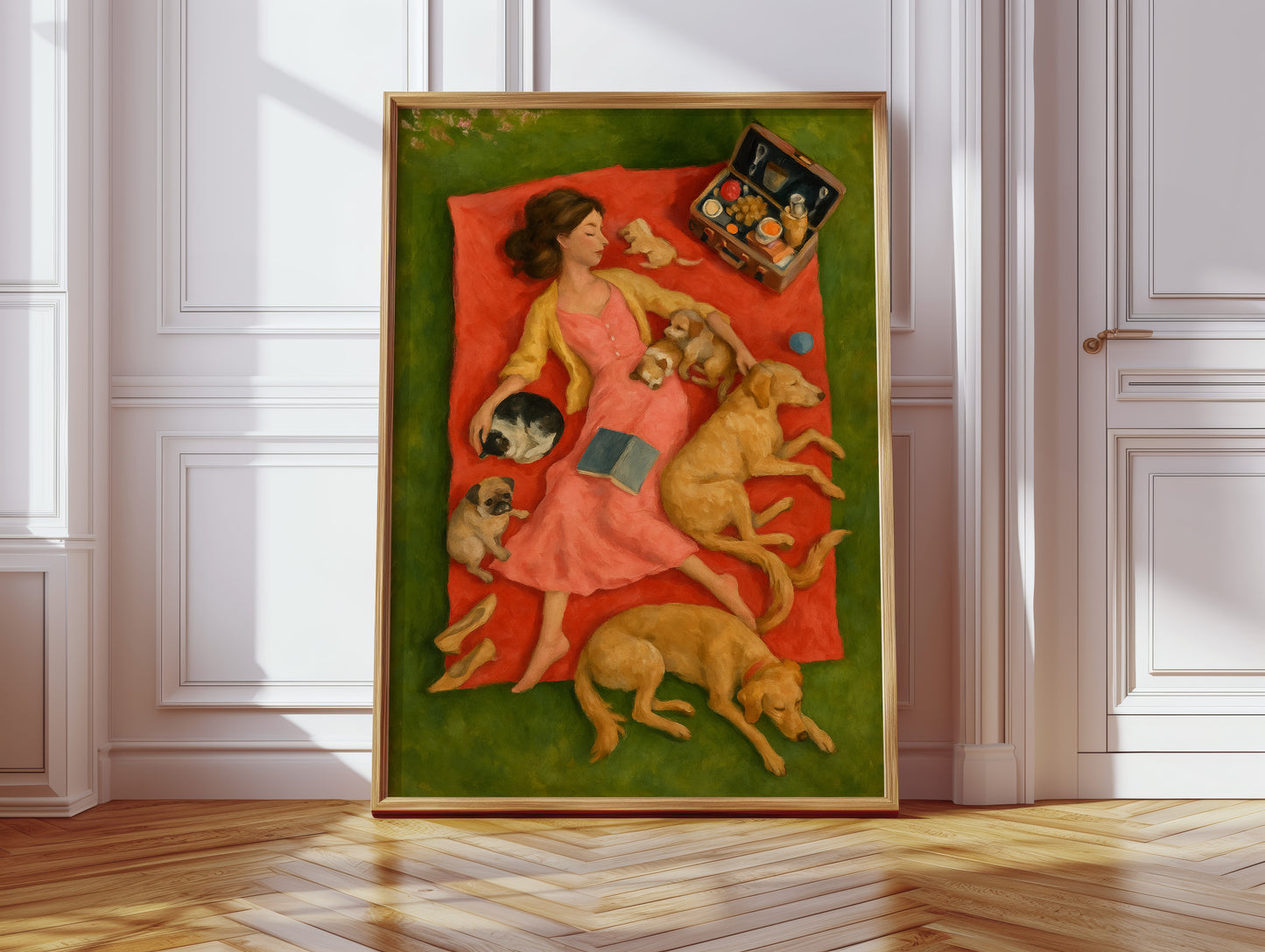 Picnic Nap with Dogs and a Book