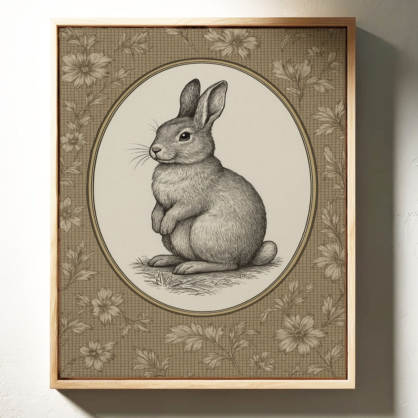 Victorian Rabbit in Floral Frame