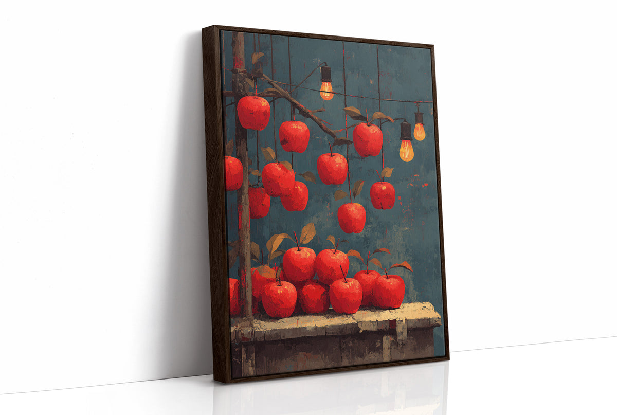 Orchard After Dark: Apples on Strings