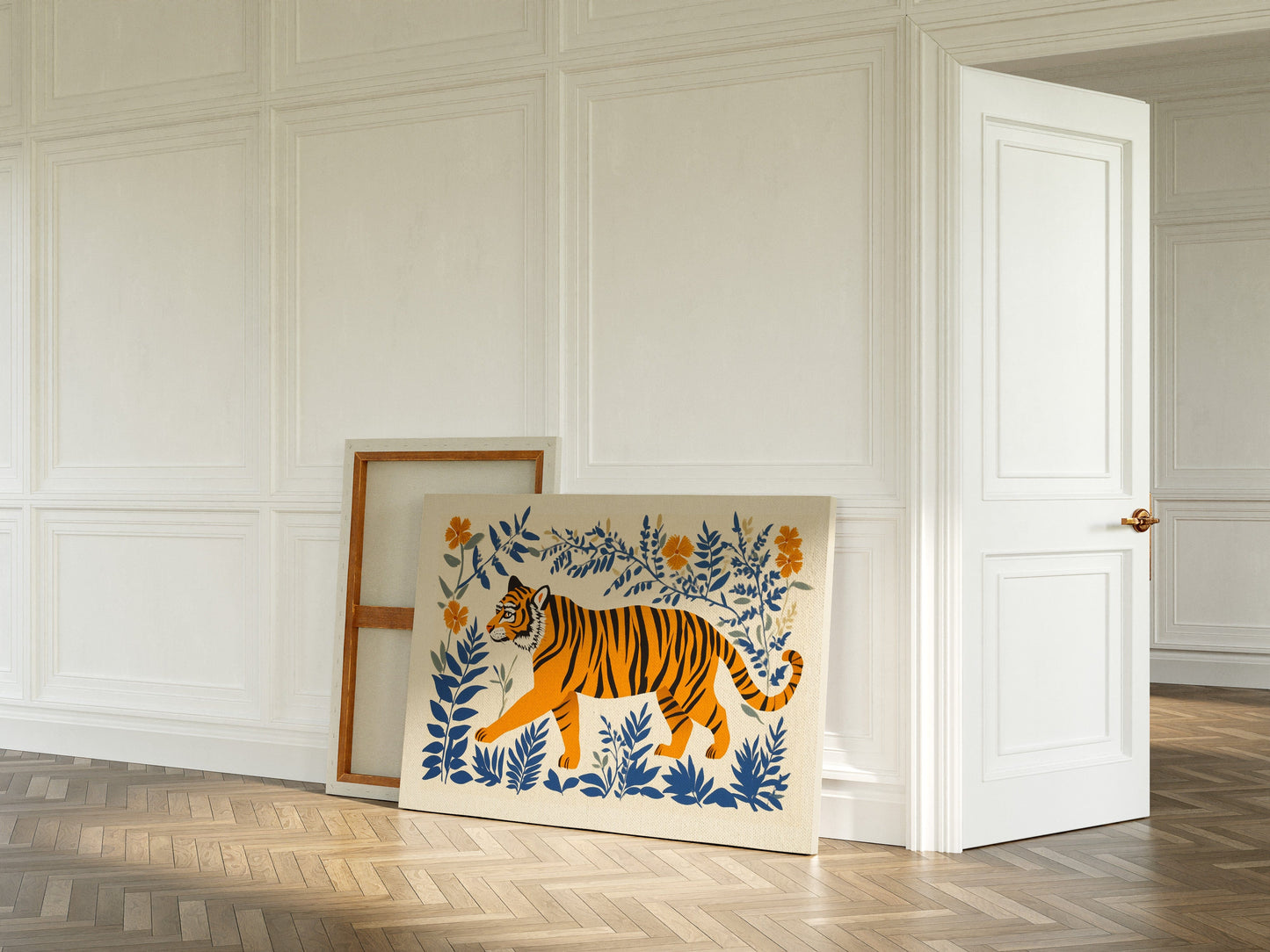 Majestic Tiger Print – Bold Jungle Art, Modern Folk Style Wall Decor