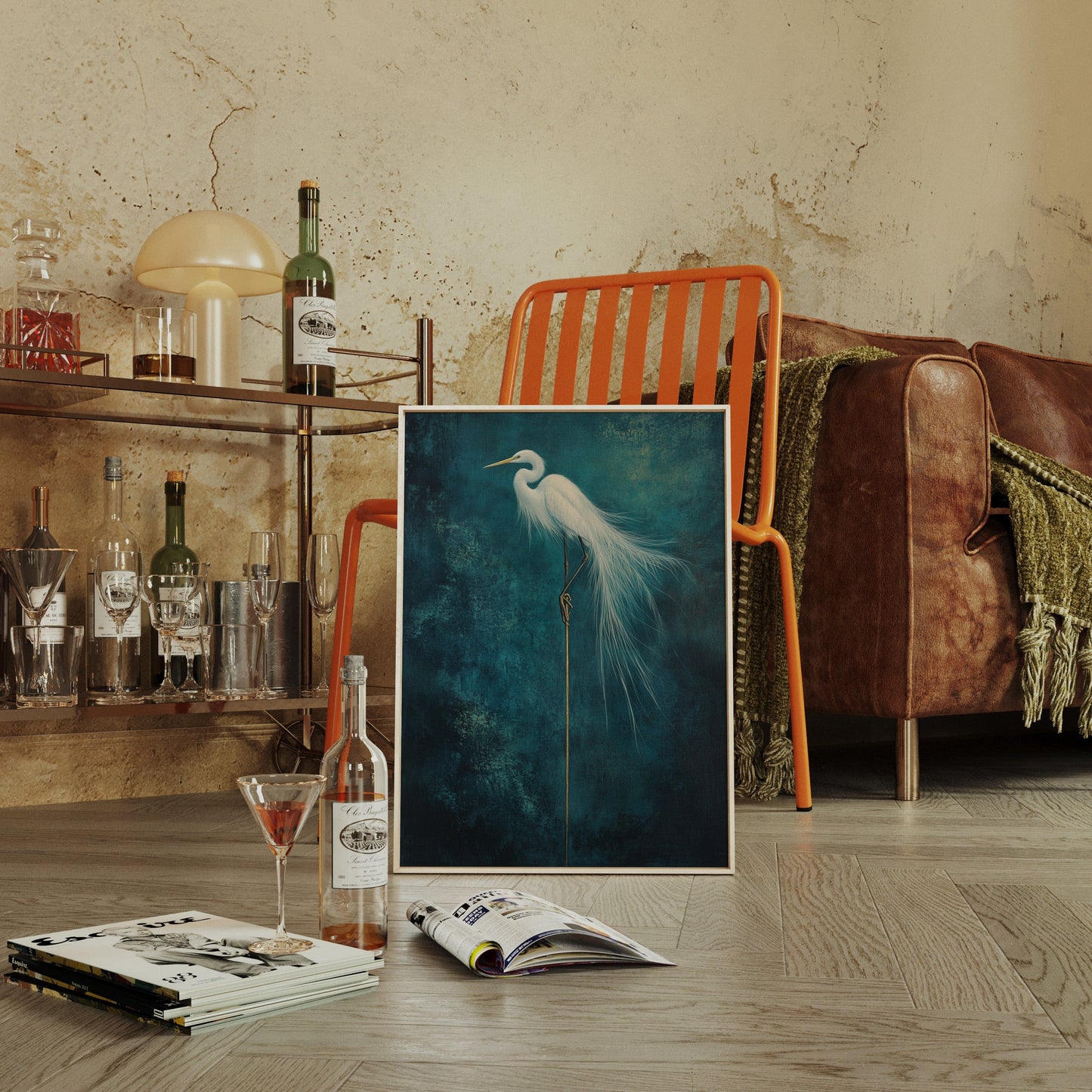 White Egret Wall Art – Elegant Minimalist Bird Print, Coastal Decor