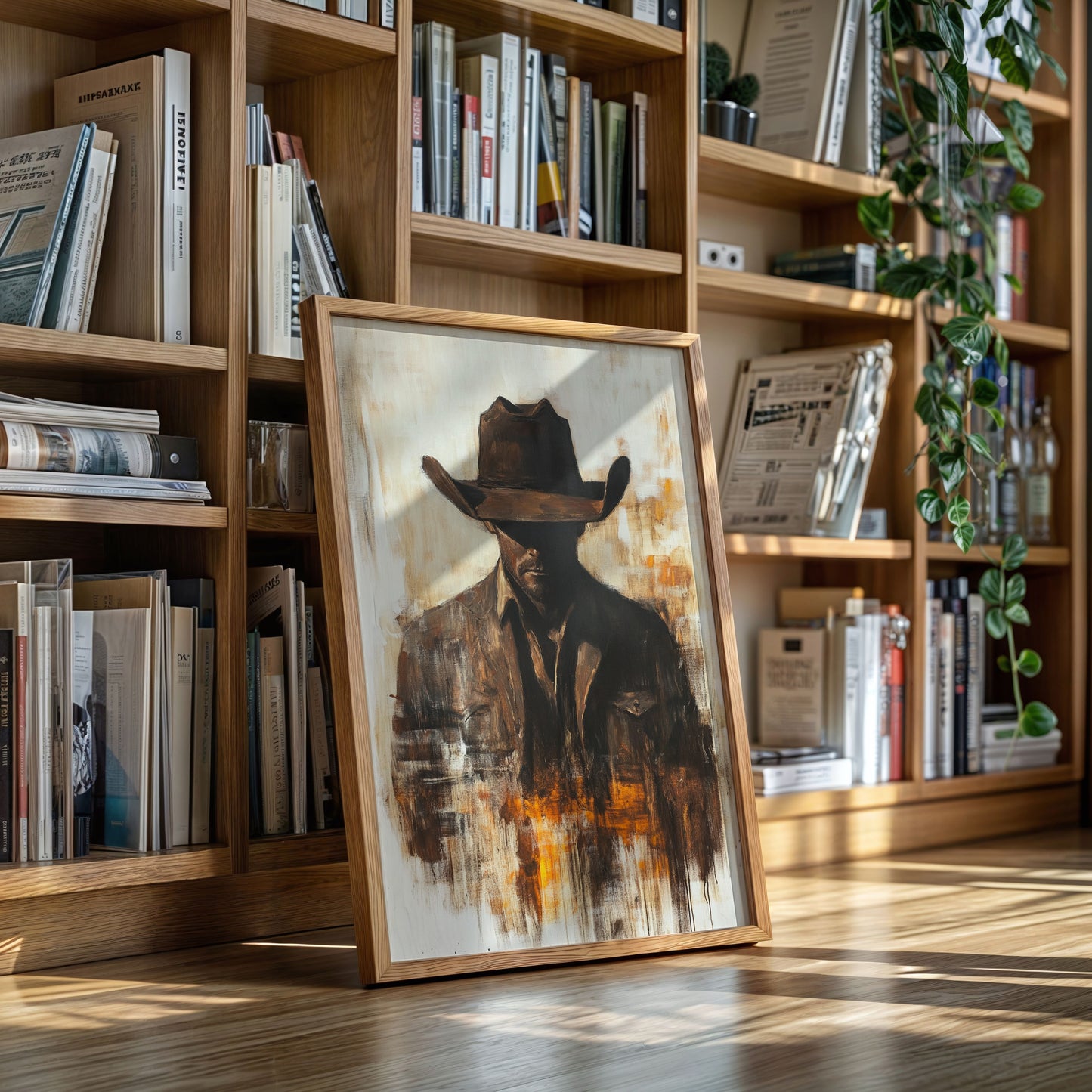 Lone Cowboy in Shadow and Flame