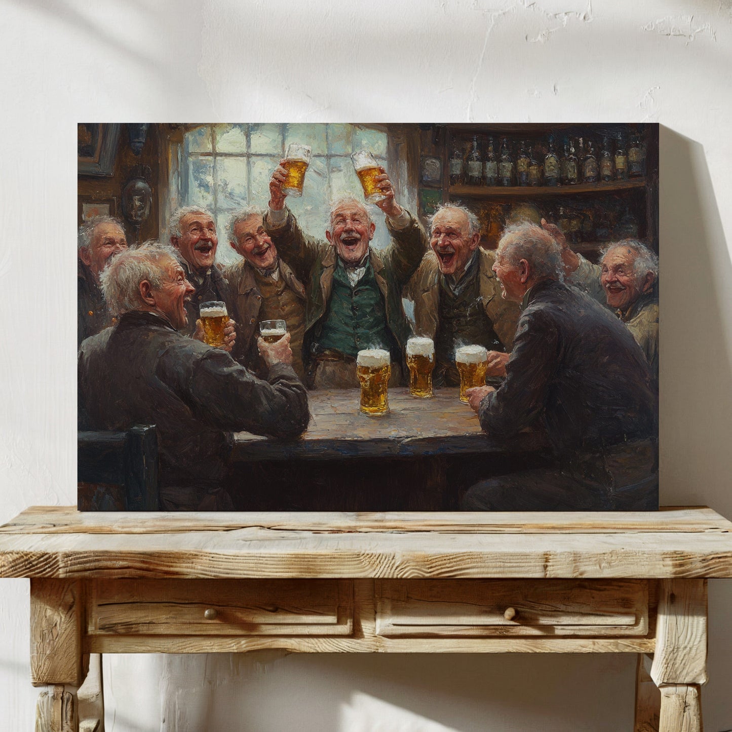 Timeless Camaraderie: Vintage Pub Celebration Canvas Wall Art