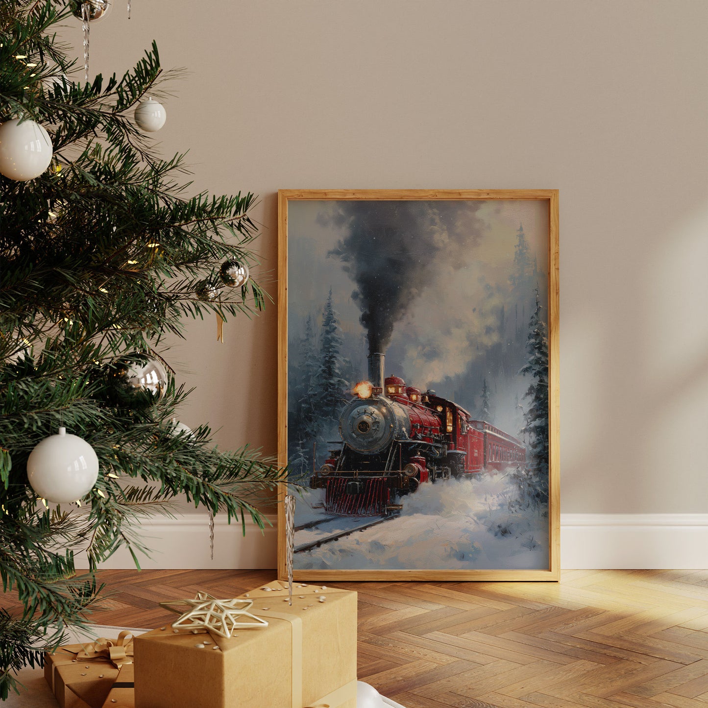 Steam Engine's Winter Night Journey